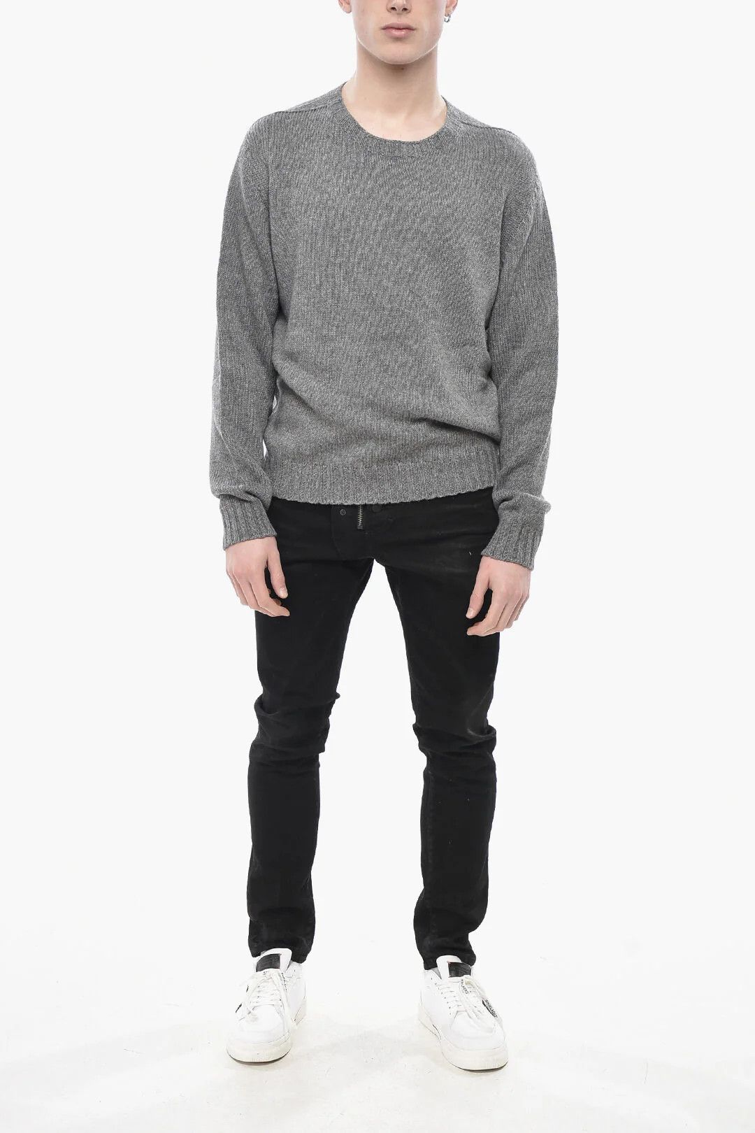 Palm Angels og1mm0326 Cashmere-Blend Crewneck Sweater in Grey Size US L / EU 52-54 / 3 - 4 Thumbnail