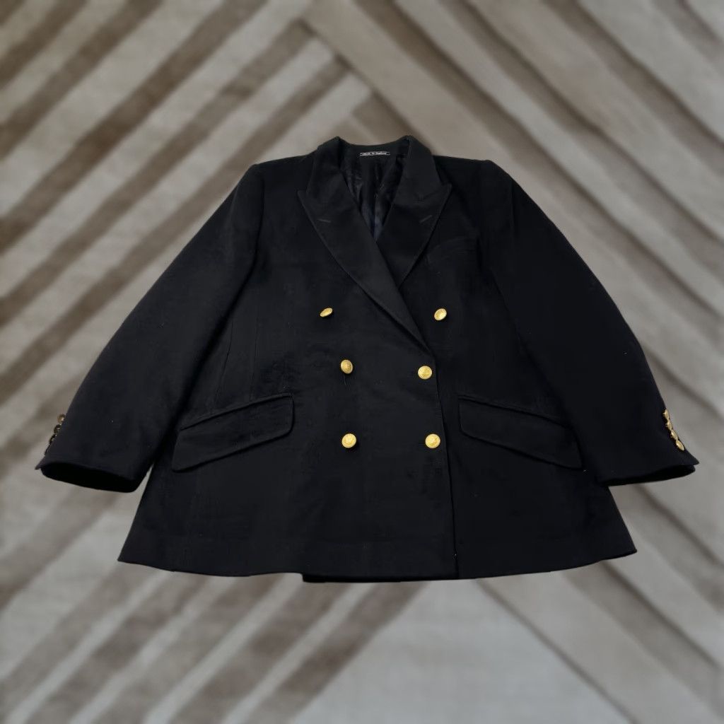 Aquascutum VINTAGE Aquascutum Blazer Jacket Women’s Wool Double-Breasted Black Size 18 Gold Buttons Notch Lapel City London Retro 6-Button Six-Button Regular Fit Size XXL / US 16-18 / IT 52-54 - 1 Thumbnail