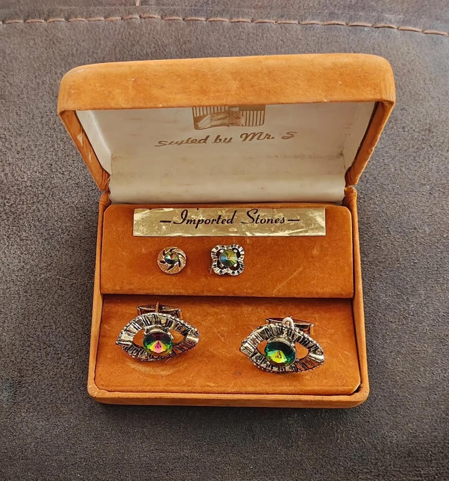 Other Mr. S Iridescent Rivoli Rhinestone cufflink tie stud set Size ONE SIZE - 6 Thumbnail