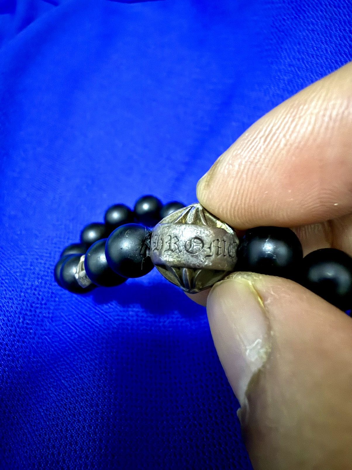 Chrome Hearts 🔥SICK🔥Chrome Hearts Onyx Bead silver cross ball bracelet Size ONE SIZE - 9 Thumbnail