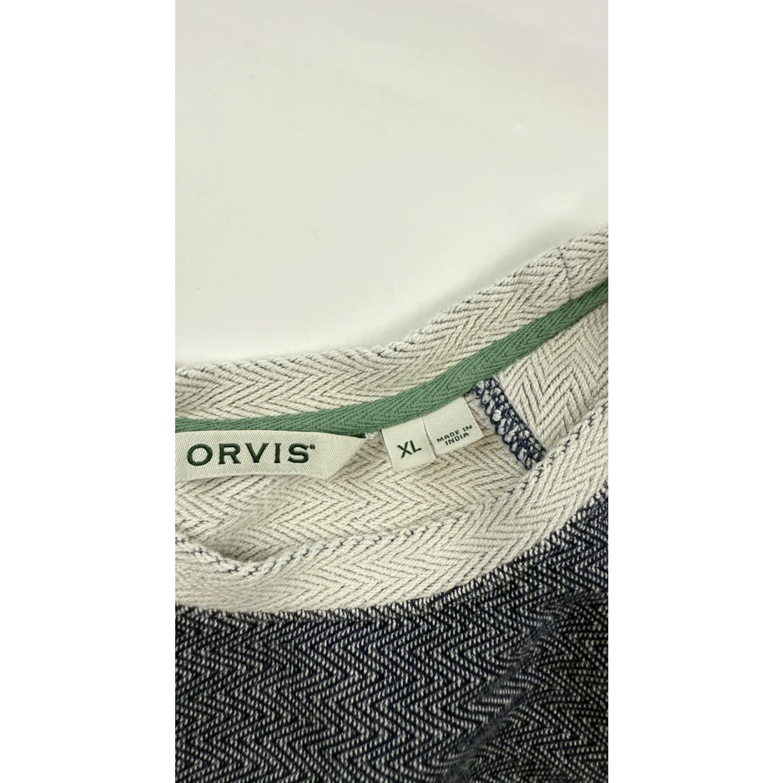 Orvis VINTAGE Orvis Sweater Womens XL Blue White Herringbone Crewneck Cotton Pullover Size XL / US 12-14 / IT 48-50 - 4 Thumbnail