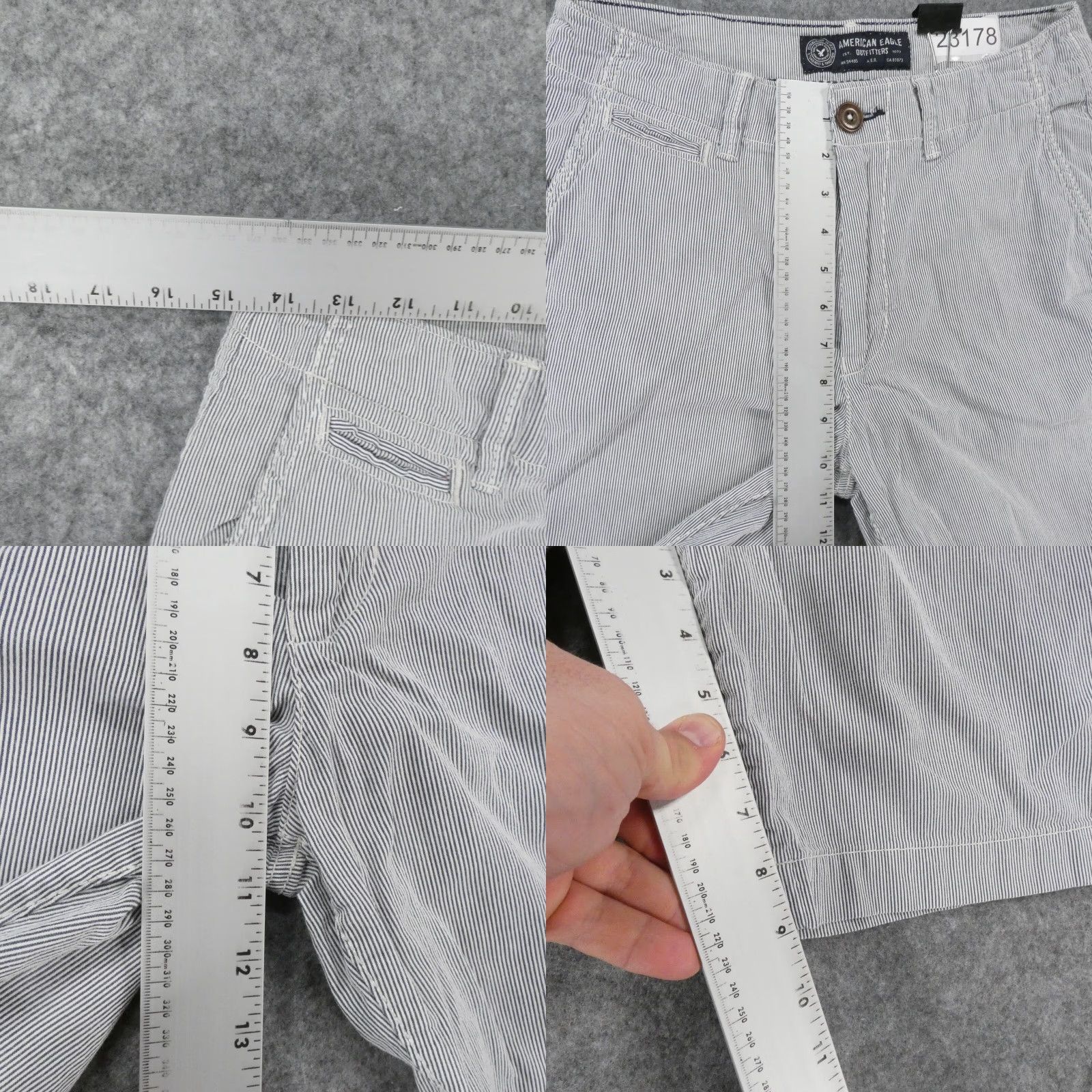 American Eagle Outfitters American Eagle Shorts Mens 28 Classic Chino Flat Front Blue White Striped Size US 28 / EU 44 - 8 Thumbnail