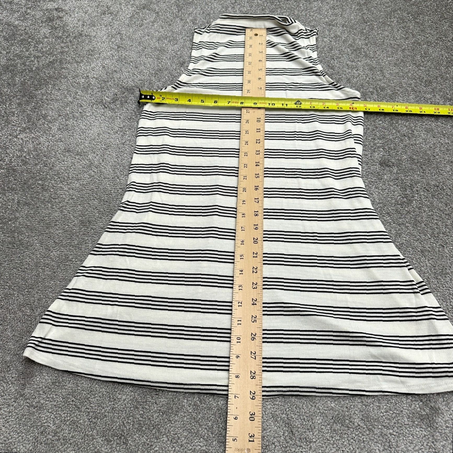 AQUA Aqua Midi A-Line Knit Dress Womens Small White Black Striped Sleeveless Mock Neck Casual Travel Summer Lightweight Size S / US 4 / IT 40 - 7 Thumbnail