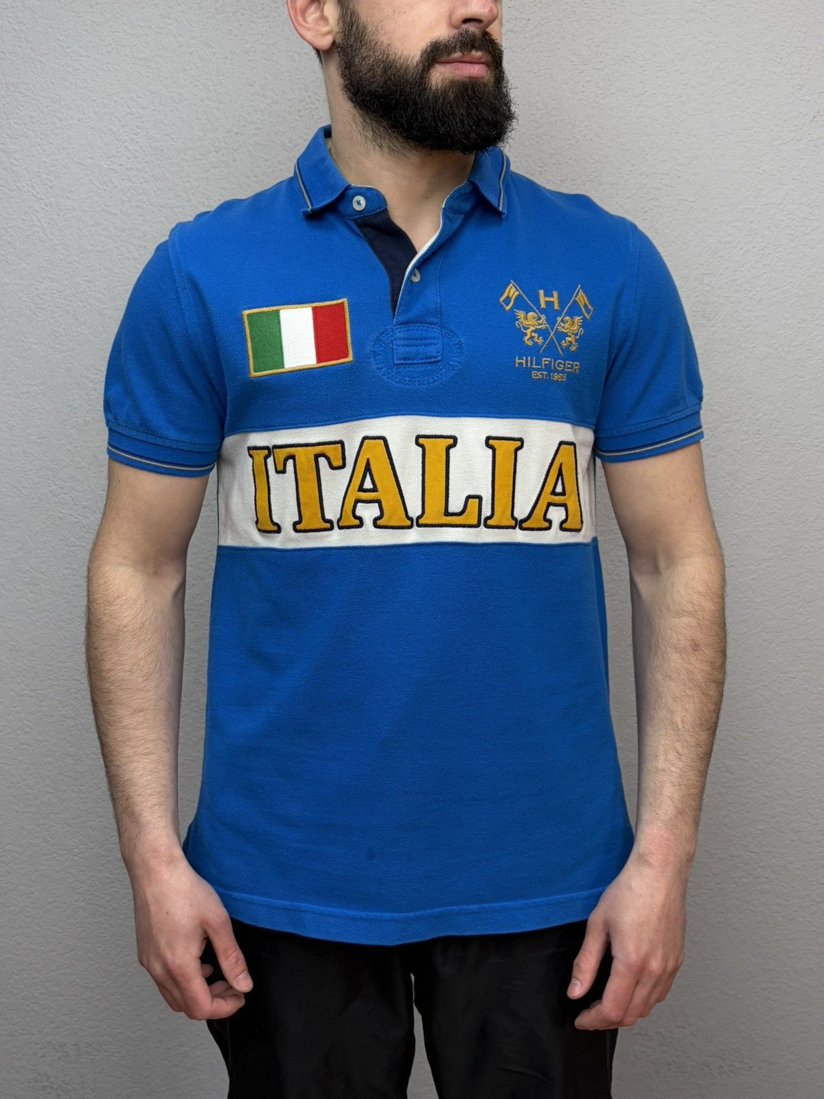 Polo Ralph Lauren Italia Polo Tee Blue 🇮🇹 Vintage Style Big Logo Flag y2k Rugby Size US M / EU 48-50 / 2 - 17 Thumbnail