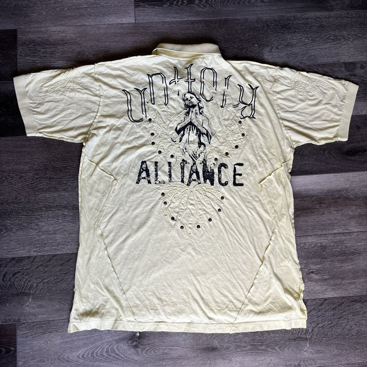 Affliction × Black Label × Vintage Vintage Y2K Blac Label Affliction Unholy Alliance Polo Shirt Size US XL / EU 56 / 4 - 1 Thumbnail