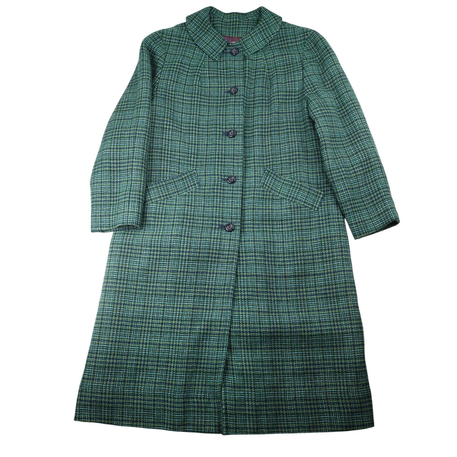 Pendleton × Vintage Vintage Pendleton Houndstooth Wool Satin Lined Overcoat Size L / US 10 / IT 46 - 1 Thumbnail