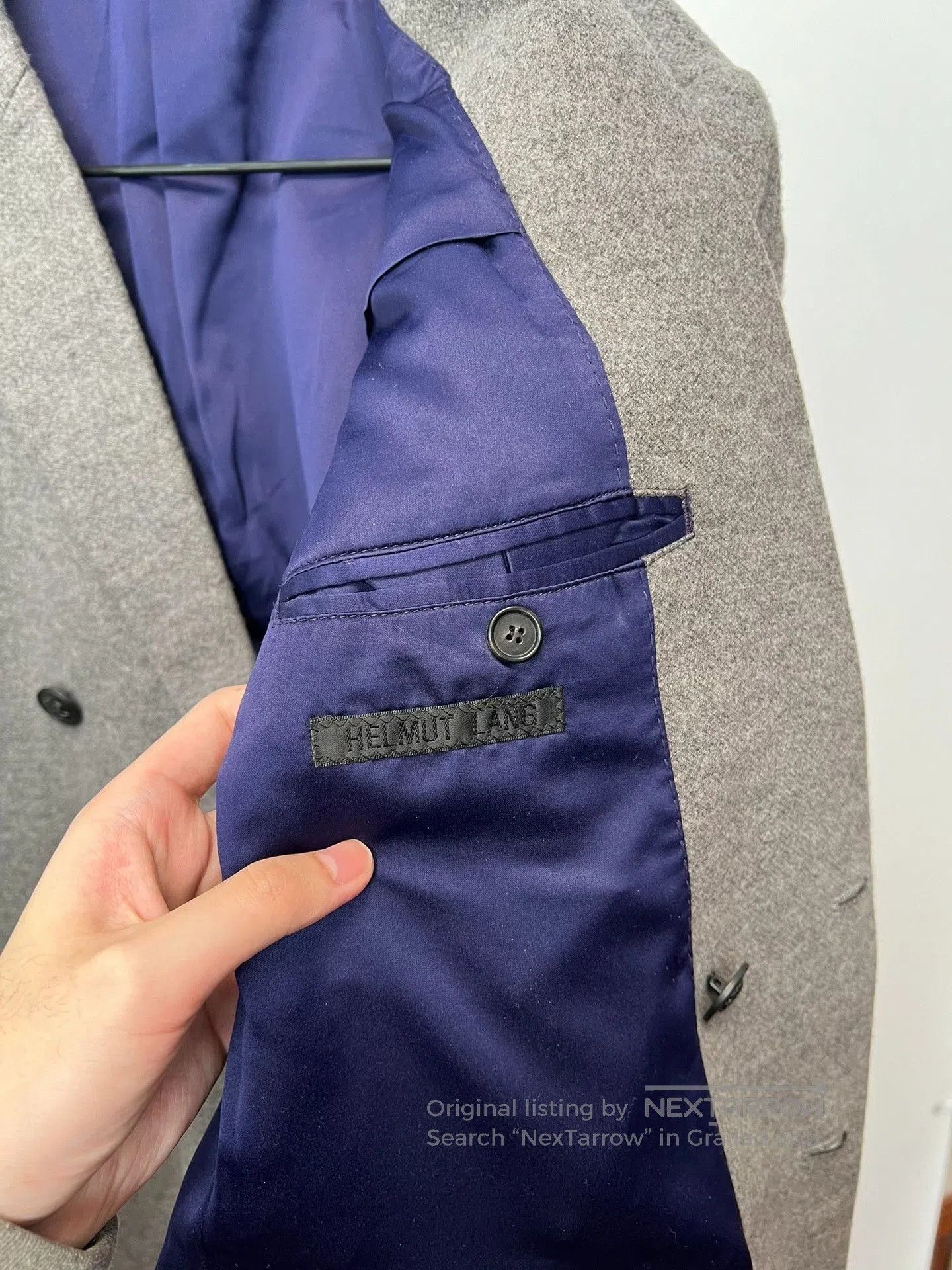 Helmut Lang Helmut Lang Gray Wool Double-Breasted Blazer. Size US L / EU 52-54 / 3 - 6 Thumbnail