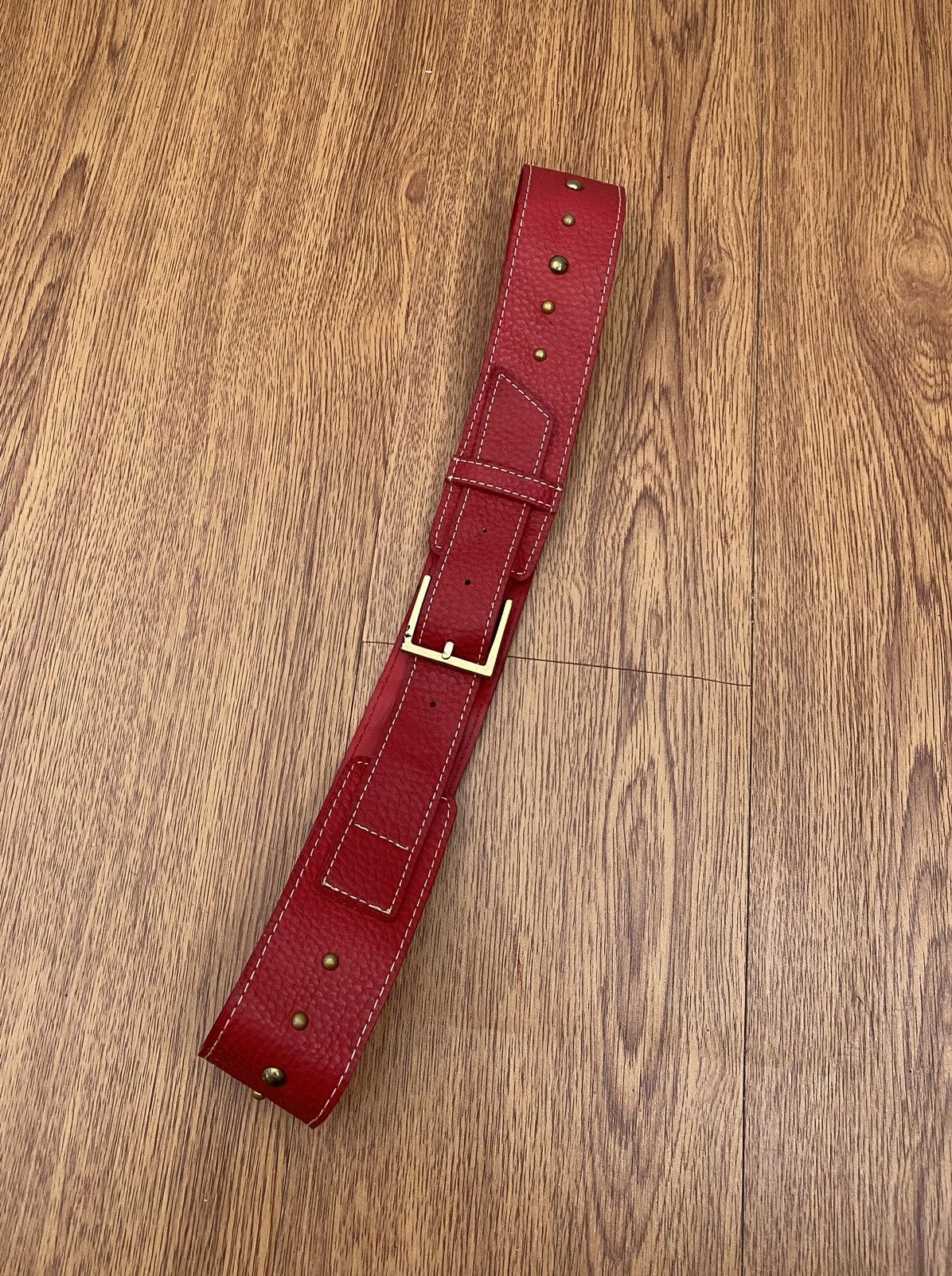 If Six Was Nine × Japanese Brand × Le Grande Bleu (L.G.B.) Red studded metal belt Size ONE SIZE - 2 Thumbnail