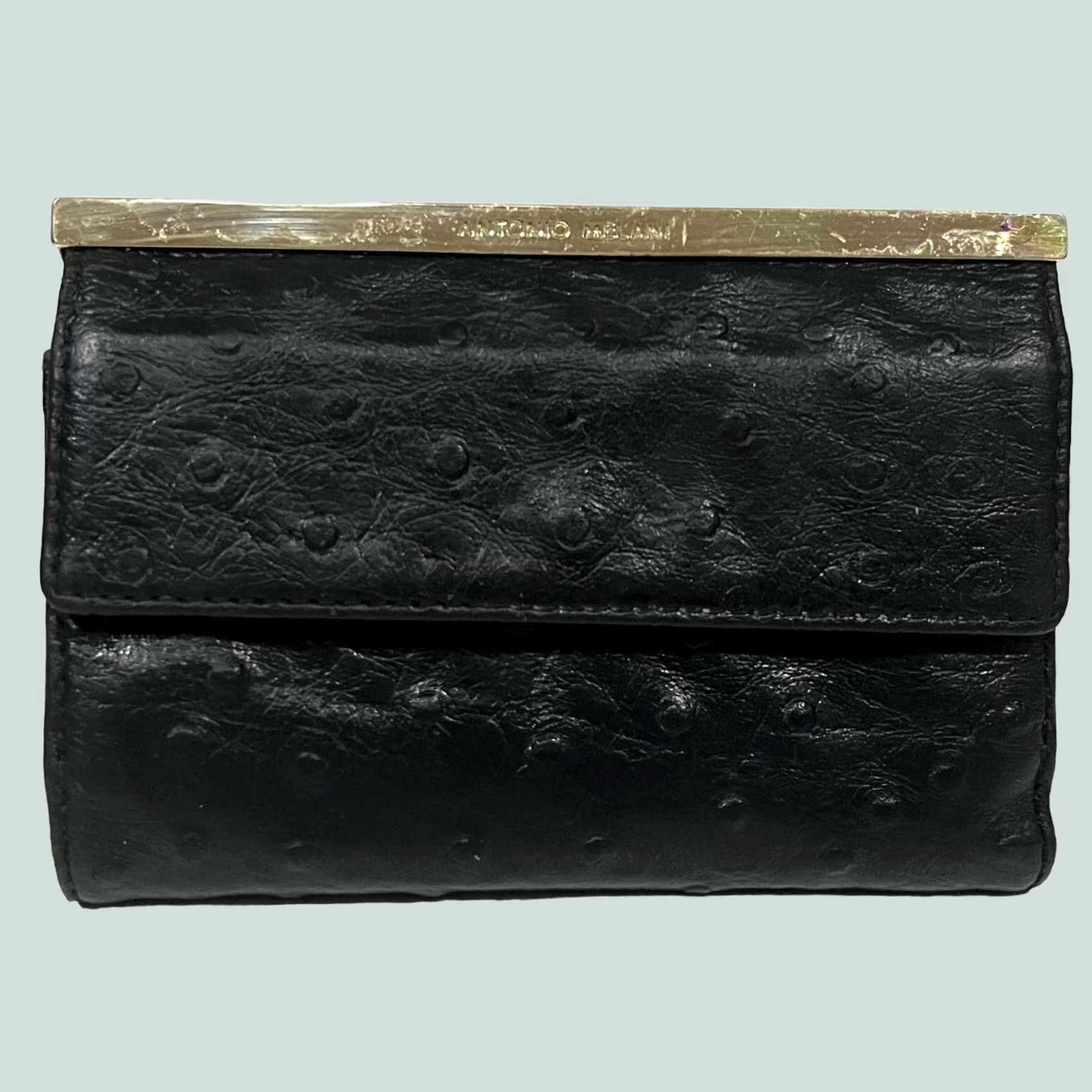 Vintage Antonio Melani Wallet Women Black Leather Textured Bifold Clutch Size ONE SIZE - 1 Thumbnail