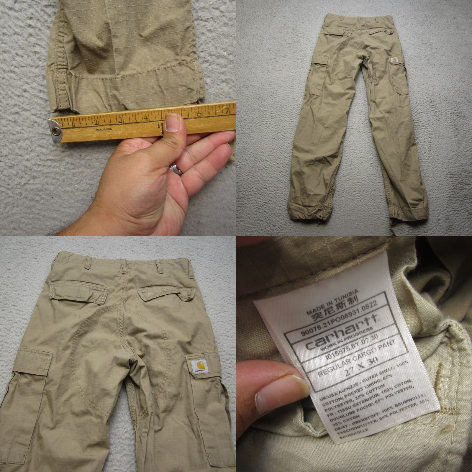 Carhartt Carhartt WIP Cargo Jogger Mens 27x30 Brown Ripstop Workwear Trousers Size US 27 - 8 Thumbnail