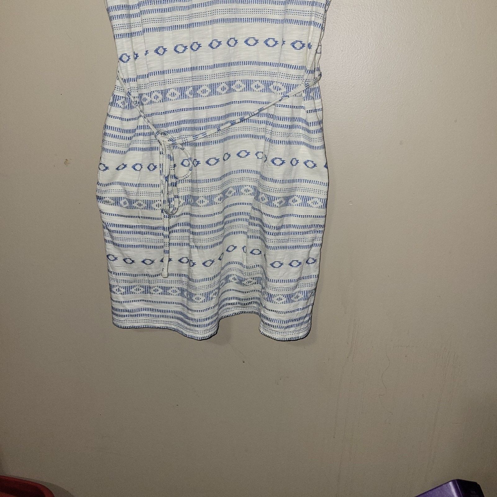 Lucky Brand Lucky Brand Summer White Blue Dress Size Large Aztec Boho Size L / US 10 / IT 46 - 7 Thumbnail