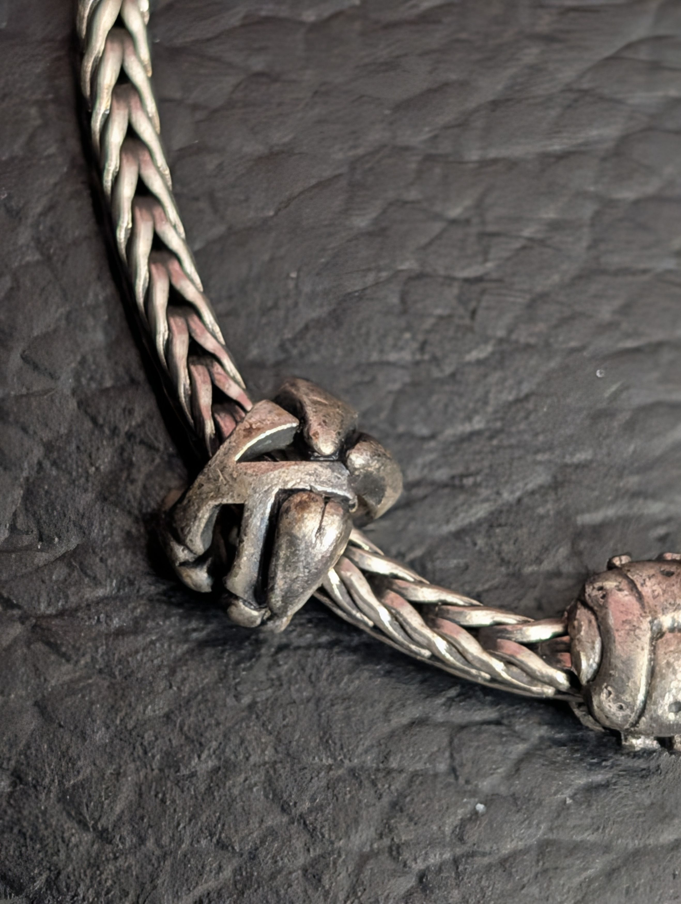 Sterling Silver TROLLBEADS 925 Foxtail 6-charm Sterling Silver Bracelet Size ONE SIZE - 2 Thumbnail