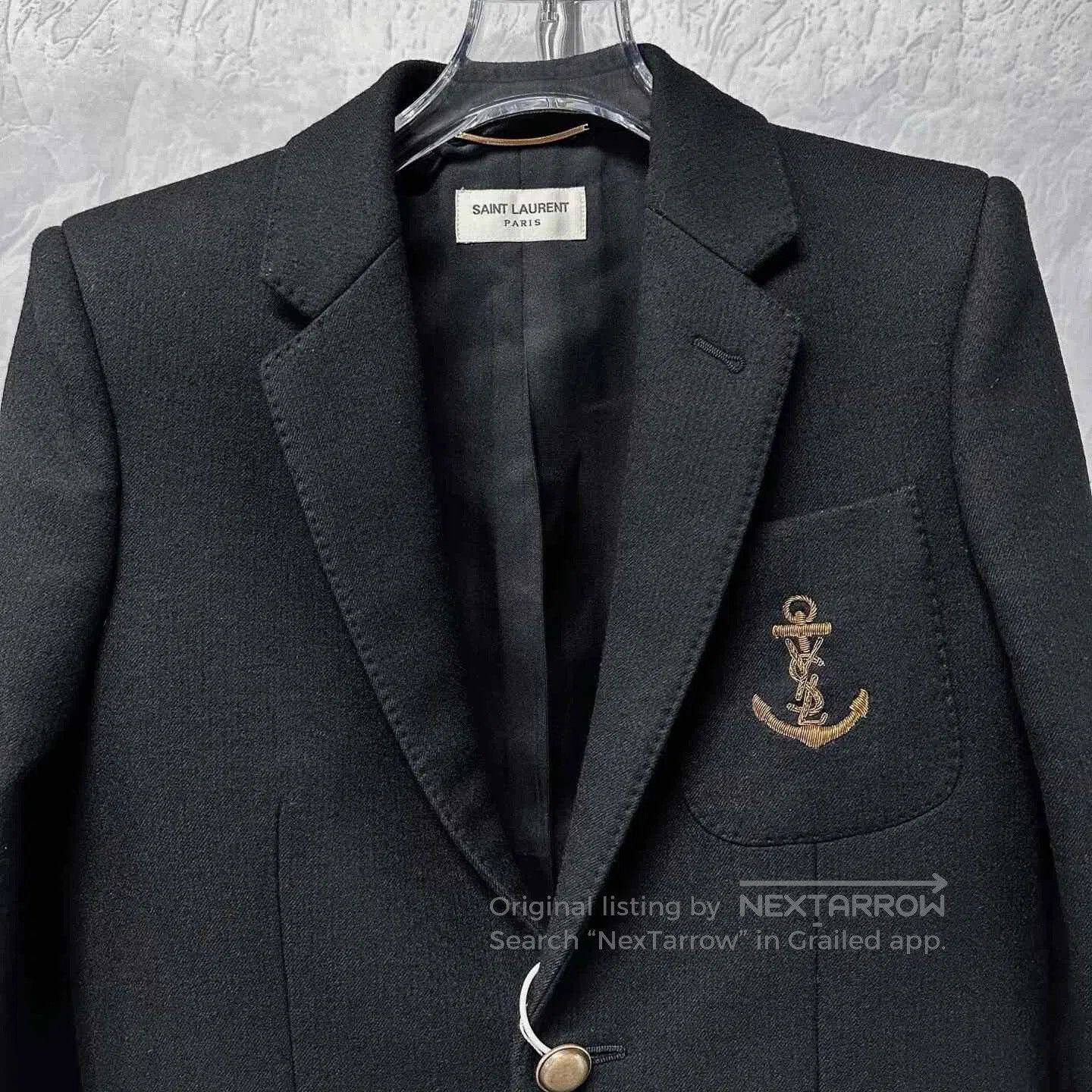 Saint Laurent Paris Saint Laurent Anchor Embroidered Wool Blazer. Size XS / US 0-2 / IT 36-38 - 3 Thumbnail