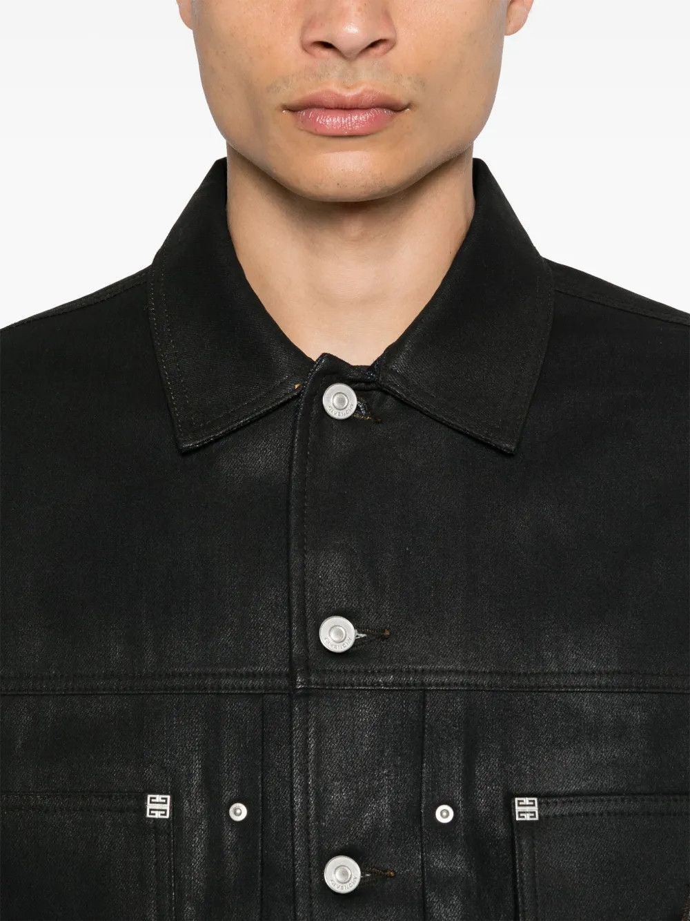 Givenchy o1w1db10525 Pleated And Snapped Denim Jacket in Black Size US XL / EU 56 / 4 - 5 Thumbnail