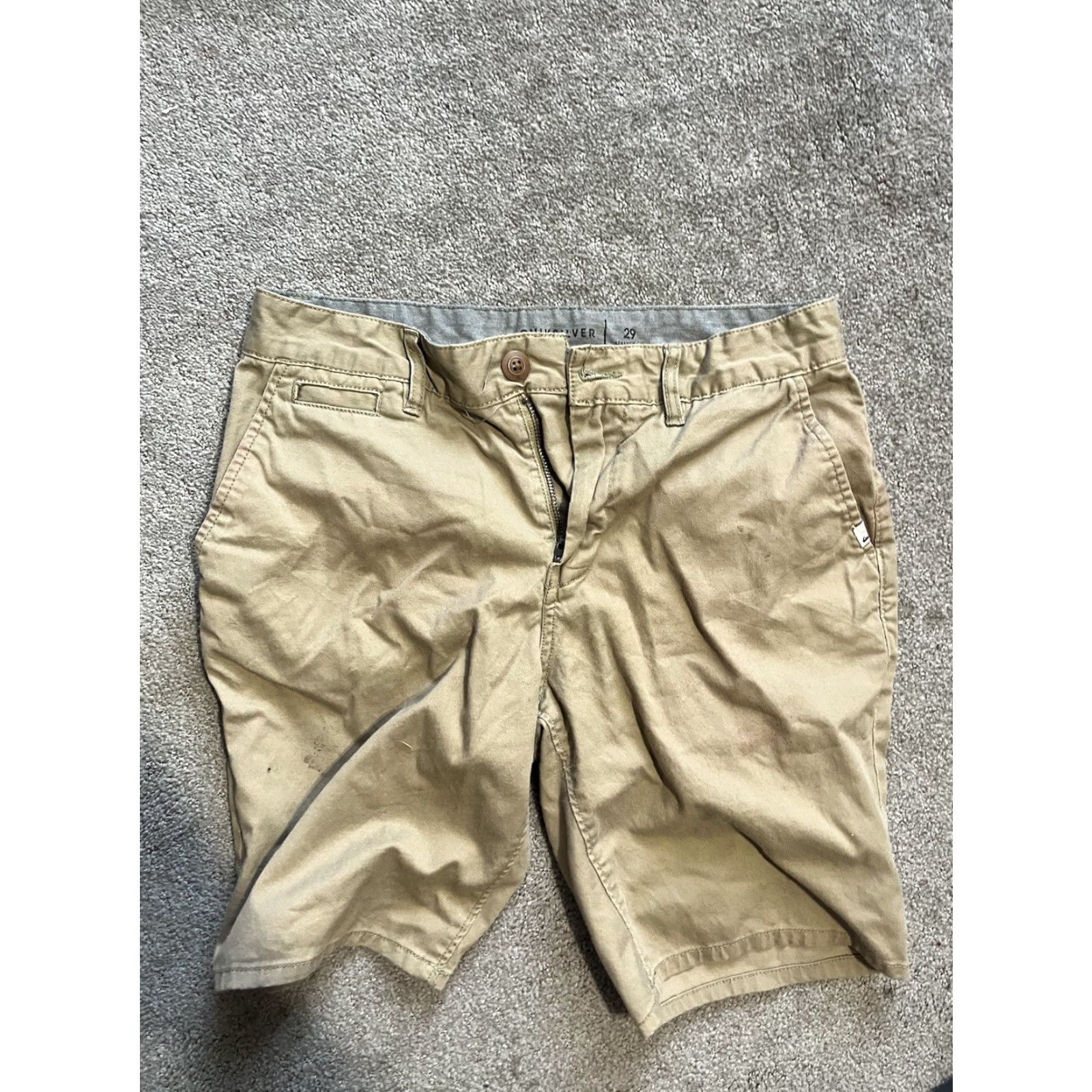 Quiksilver Quicksilver Shorts Men 29 Beige Khaki Flat Front Cotton Bermuda Straight Fit Size US 29 - 3 Thumbnail