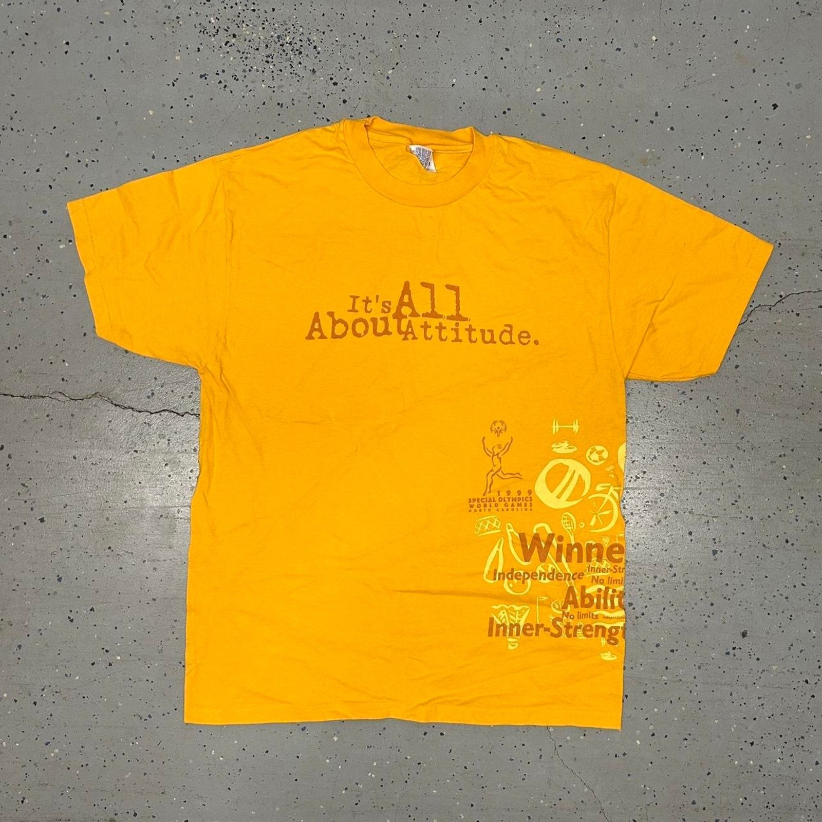 Hanes Yellow vintage 90s "It's All About Attitude" Olympics tee Size US L / EU 52-54 / 3 - 1 Thumbnail