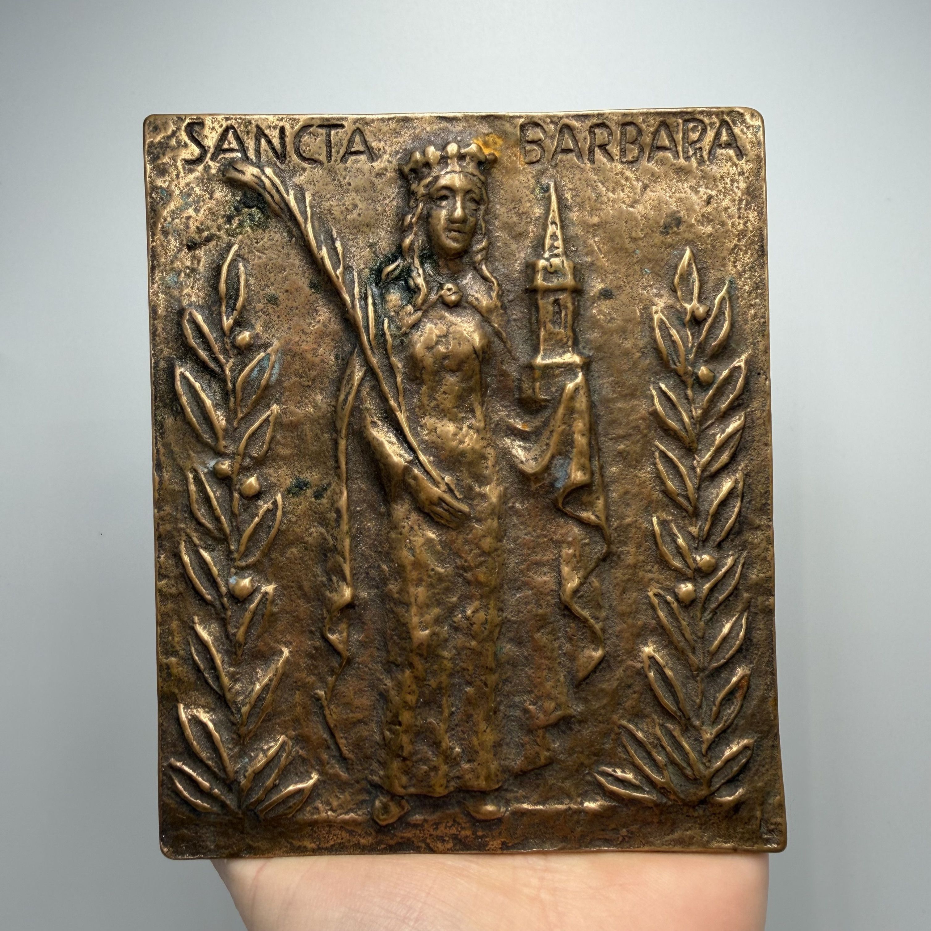 Vintage Vintage Bronze Plaque Sancta Barbara Christian Wall Hang Size ONE SIZE - 1 Thumbnail