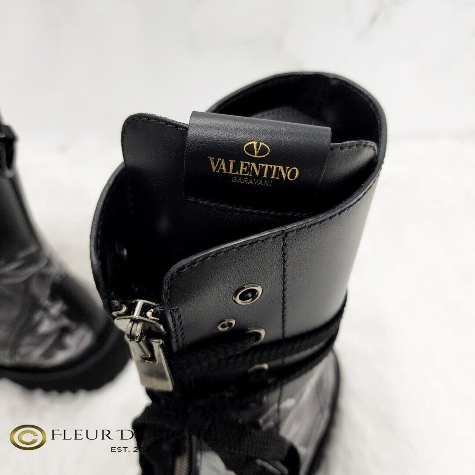 Valentino Valentino x Undercover Rose Print Leather Military Boots 40 Size US 8.5 / IT 38.5 - 4 Thumbnail
