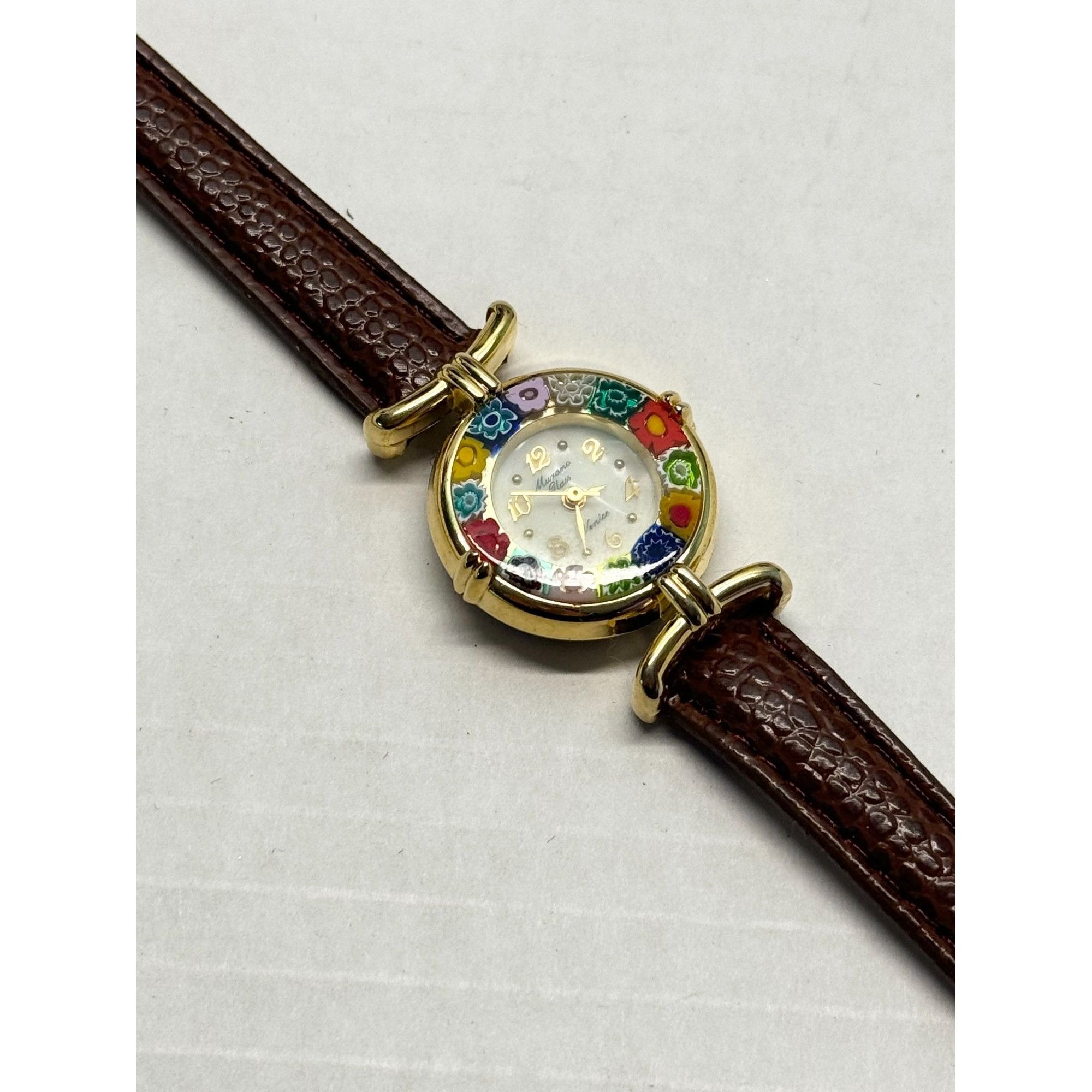 Vintage Vera Pelle Murano Glass Venice Ladies Leather Wristwatch Wat Size ONE SIZE - 2 Thumbnail