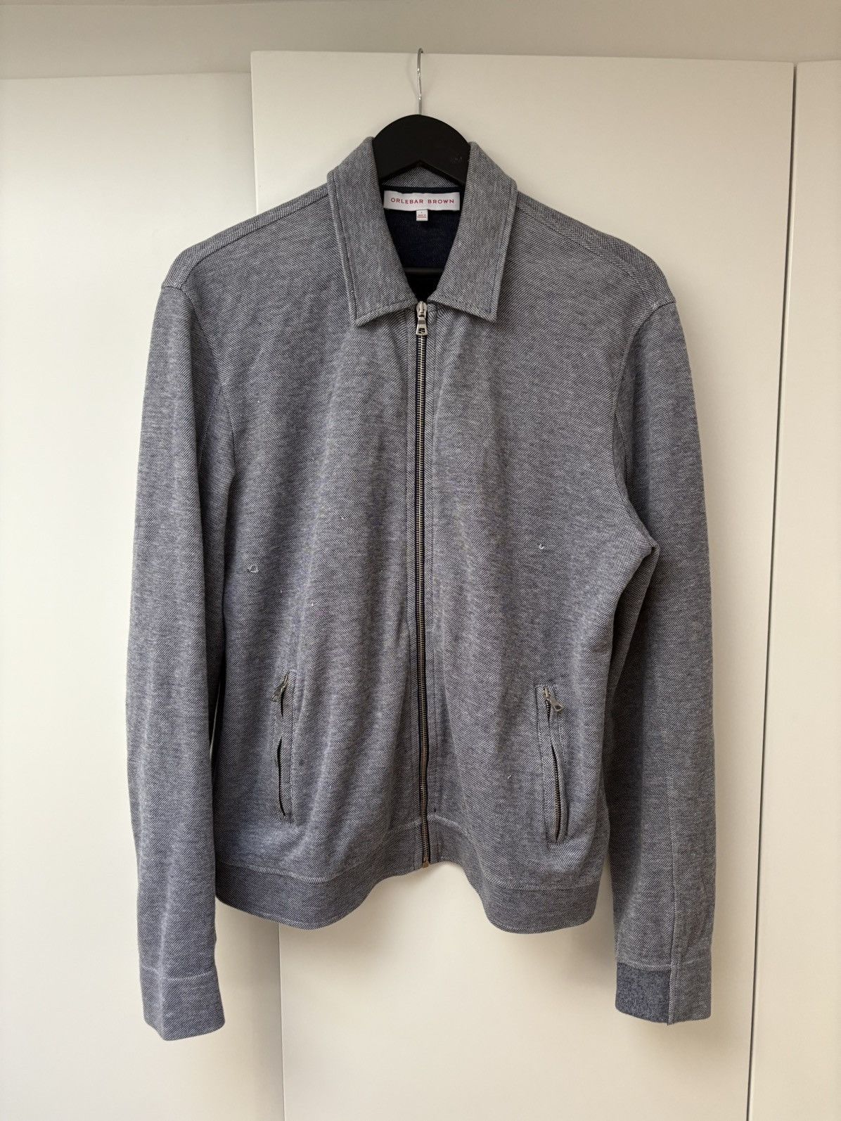 Orlebar Brown Orlebar Brown Knit Cotton Zip Up Sweater (grey blue colour) Size US L / EU 52-54 / 3 - 1 Thumbnail