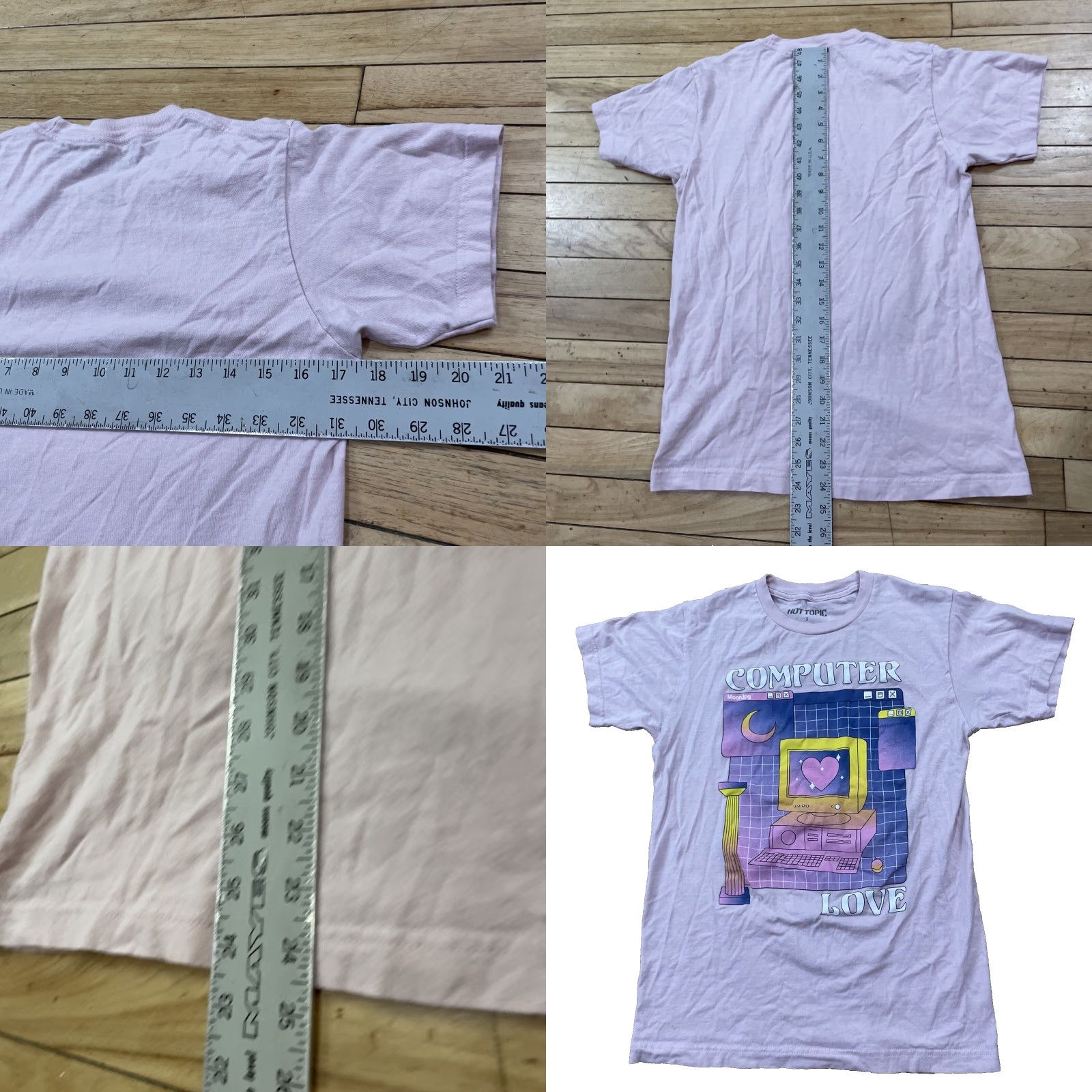 Hot Topic VINTAGE HOT TOPIC Shirt Adult S Pink Pastel Y2kCyber Vaporwave Computer LOVE Graphic Tee Size S / US 4 / IT 40 - 8 Thumbnail