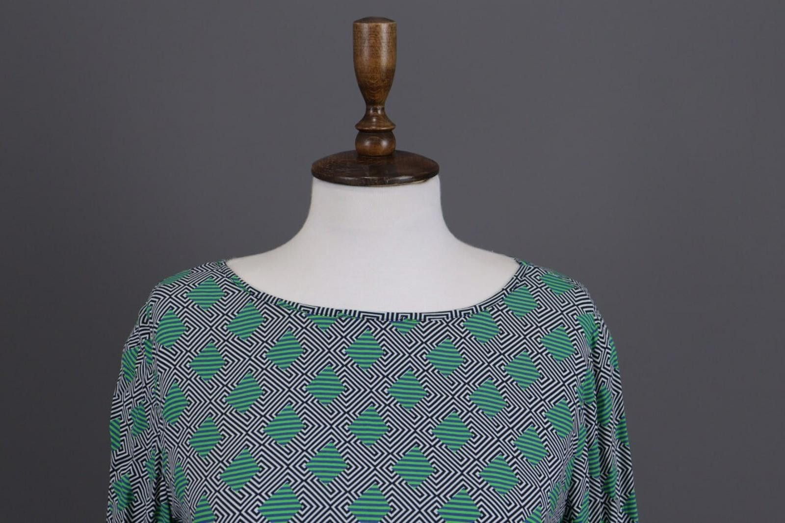 Designer Emily Van Den Bergh Green Geometric Summer Shirt Top Size 38 Size M / US 6-8 / IT 42-44 - 2 Thumbnail