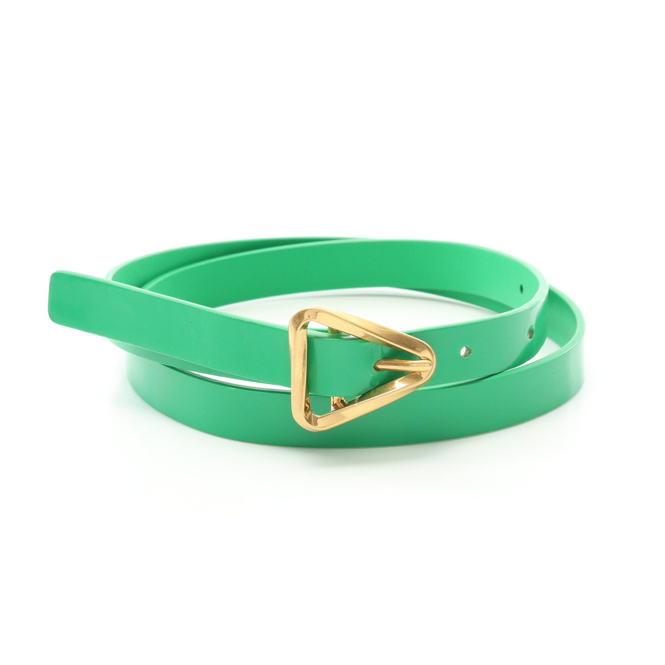 Bottega Veneta Bottega Veneta Triangle Buckle Belt Leather Green Size ONE SIZE - 1 Thumbnail