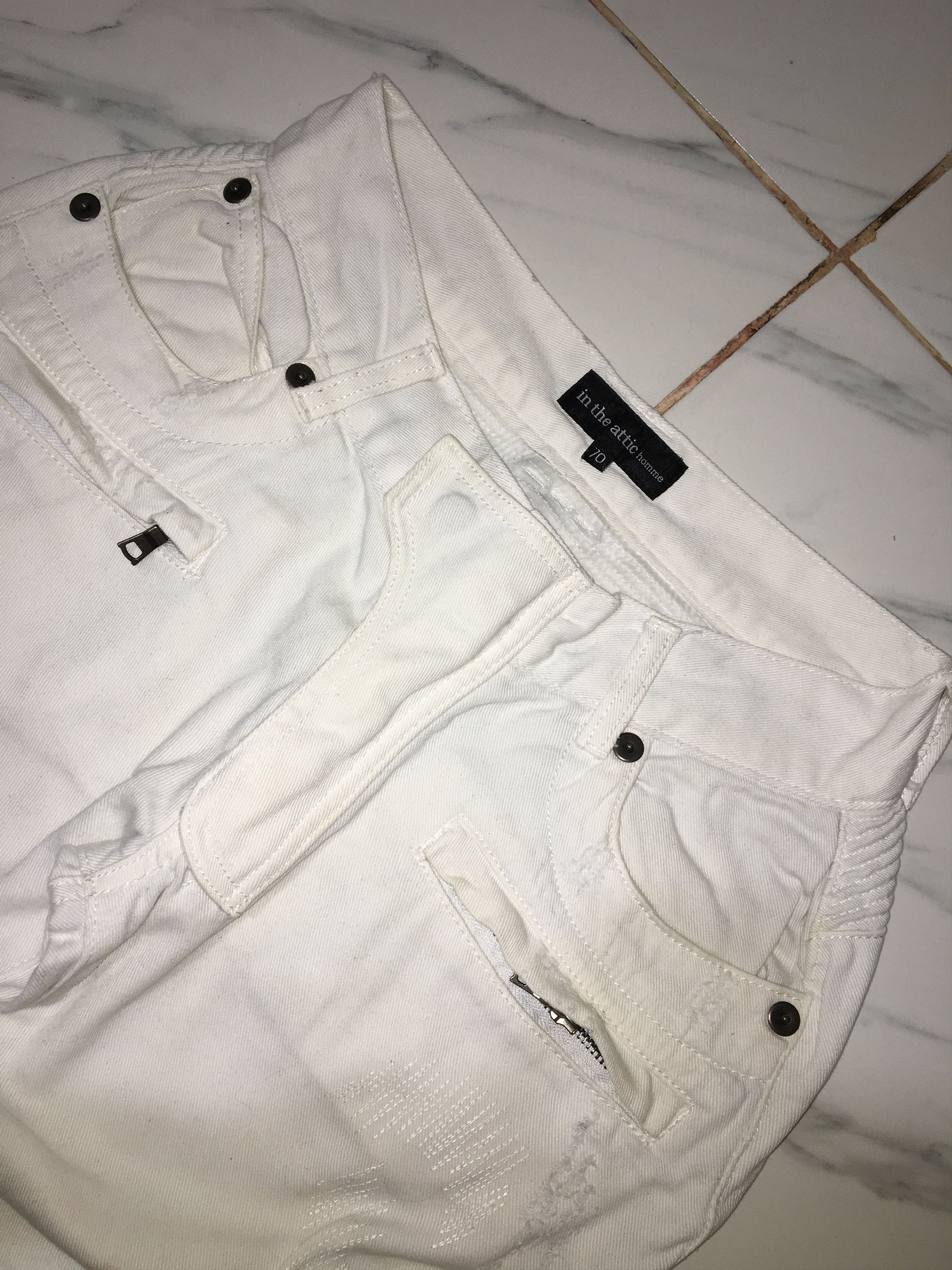 In The Attic In The Attic Biker White Denim Pants Size US 29 - 5 Thumbnail
