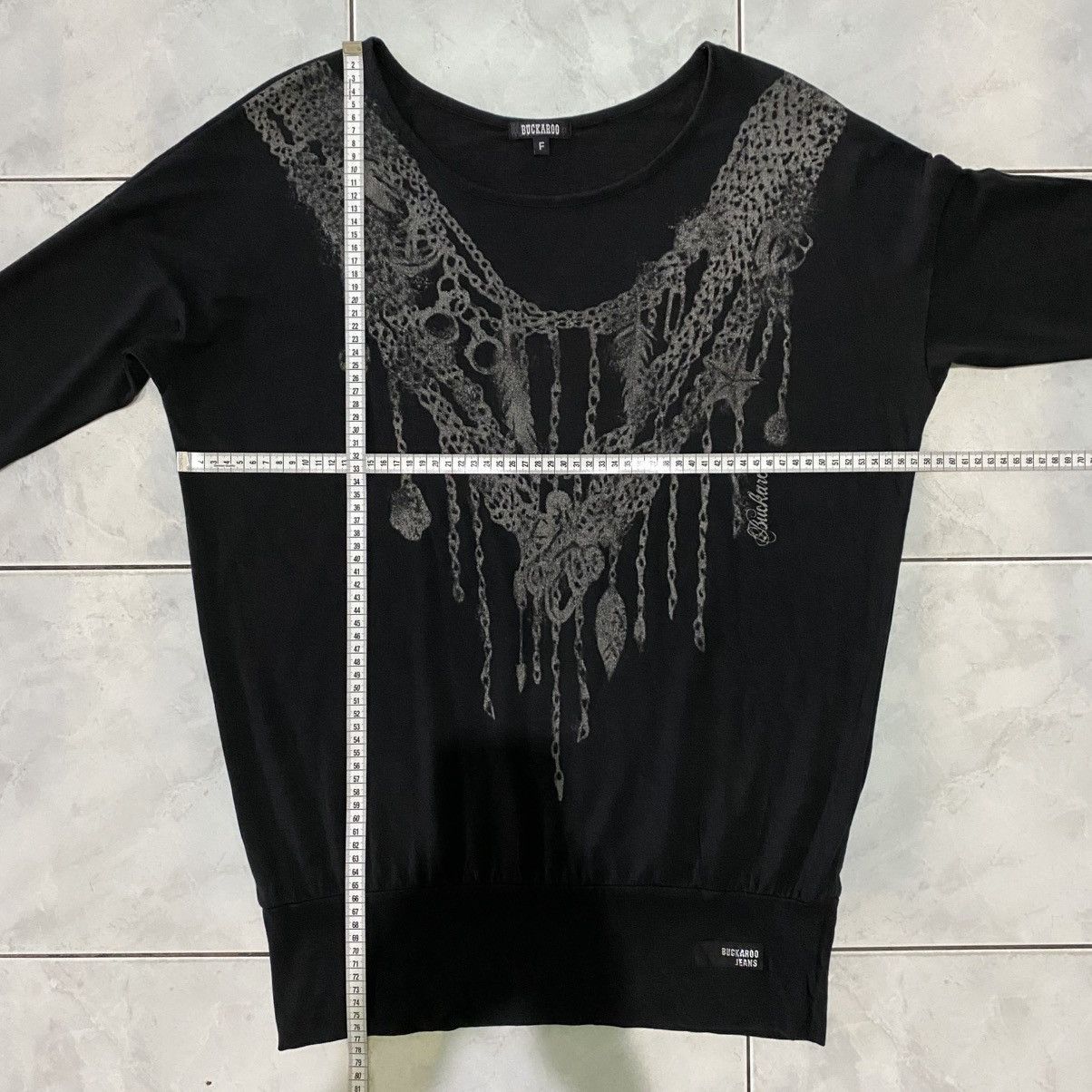 BUCKAROO Buckaroo Jeans Japanese Dark Gothic Chain Print Long Sleeve Size ONE SIZE - 19 Thumbnail