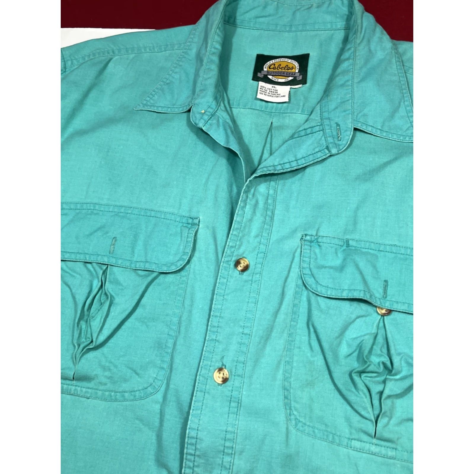 Vintage VINTAGE Cabela’s Aqua BLUE Shirt XL MEN Cotton Long Sleeve Cargo Pockets Button-Up Work Shirt Grunge 90s Dad Western Casual Men Size US XL / EU 56 / 4 - 6 Thumbnail