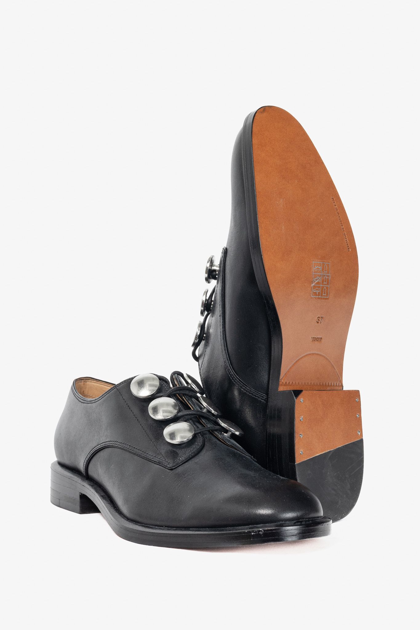Alexander Wang Alexander Wang Matilda Black Leather Button Derbies Size US 6.5 / IT 36.5 - 4 Thumbnail