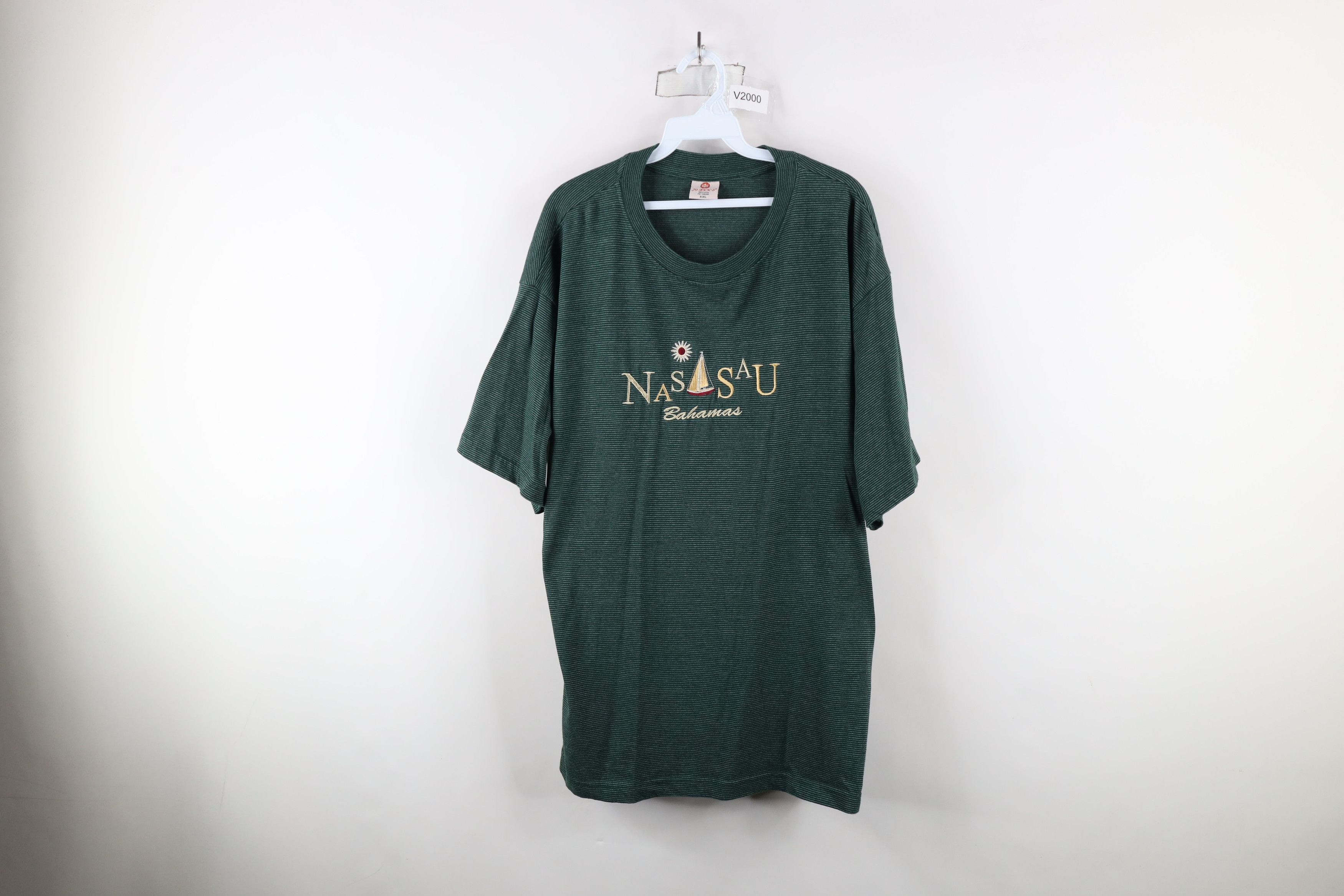 Vintage Vintage 90s Streetwear Out Striped Nassau Bahamas T-Shirt Size US XXL / EU 58 / 5 - 1 Thumbnail