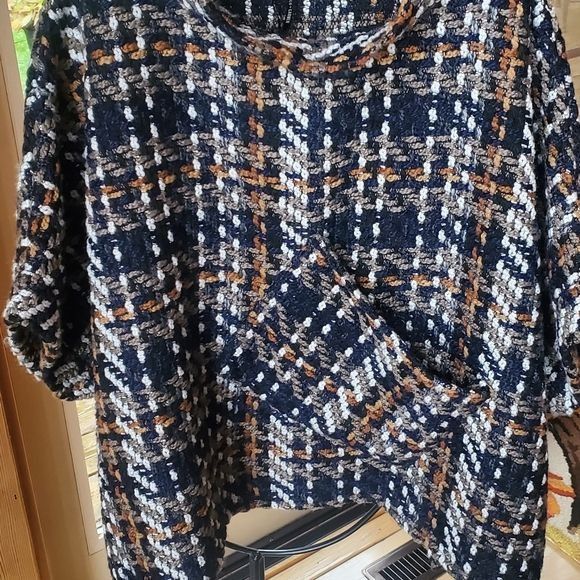 Vintage Coco + Carmen Knit Plaid Fall Sz. OS Shawl Jacket Size ONE SIZE - 3 Thumbnail