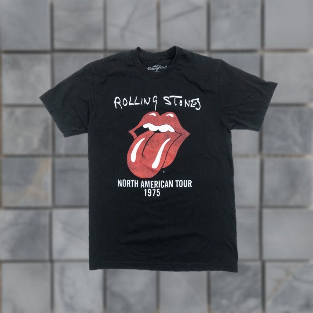 VINTAGE Rolling Stones Shirt Adult Small Black Short Sleeve T-Shirt Rock Band 90s Mens Womens
