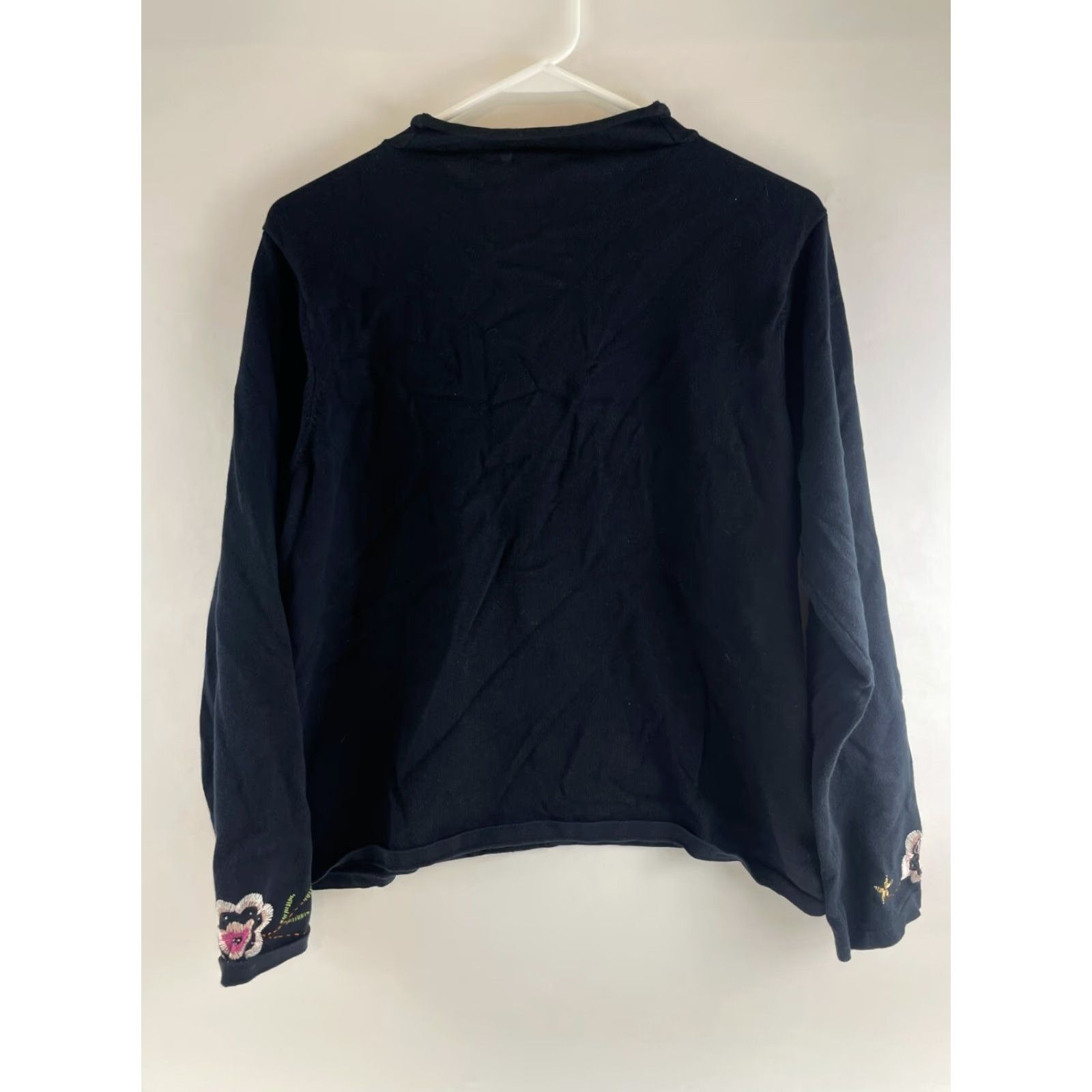 Vintage JH Collectibles Sweater Women's XL Black Pullover Embroidered Floral Siq Crew Neck Long Sleeve Modern Size XL / US 12-14 / IT 48-50 - 2 Thumbnail
