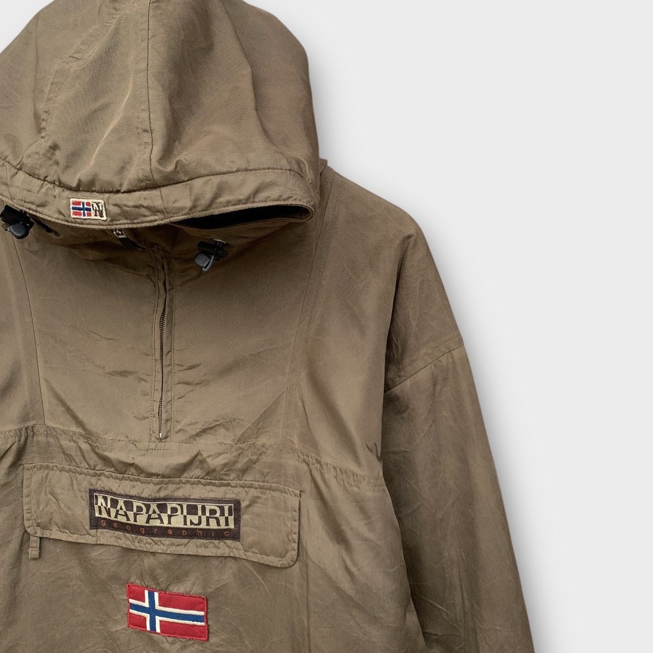 Napapijri NAPAPIJRI GEOGRAPHIC RAINFOREST ANORAK NYLON JACKET BROWN Size US XL / EU 56 / 4 - 6 Thumbnail