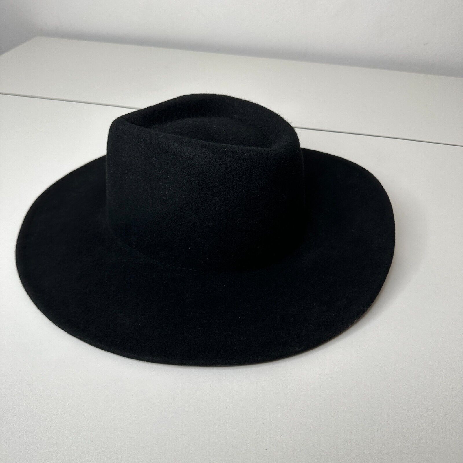 Other NWOT Black Teardrop Round Wide Brim Wool Fedora Unisex Size ONE SIZE - 5 Thumbnail