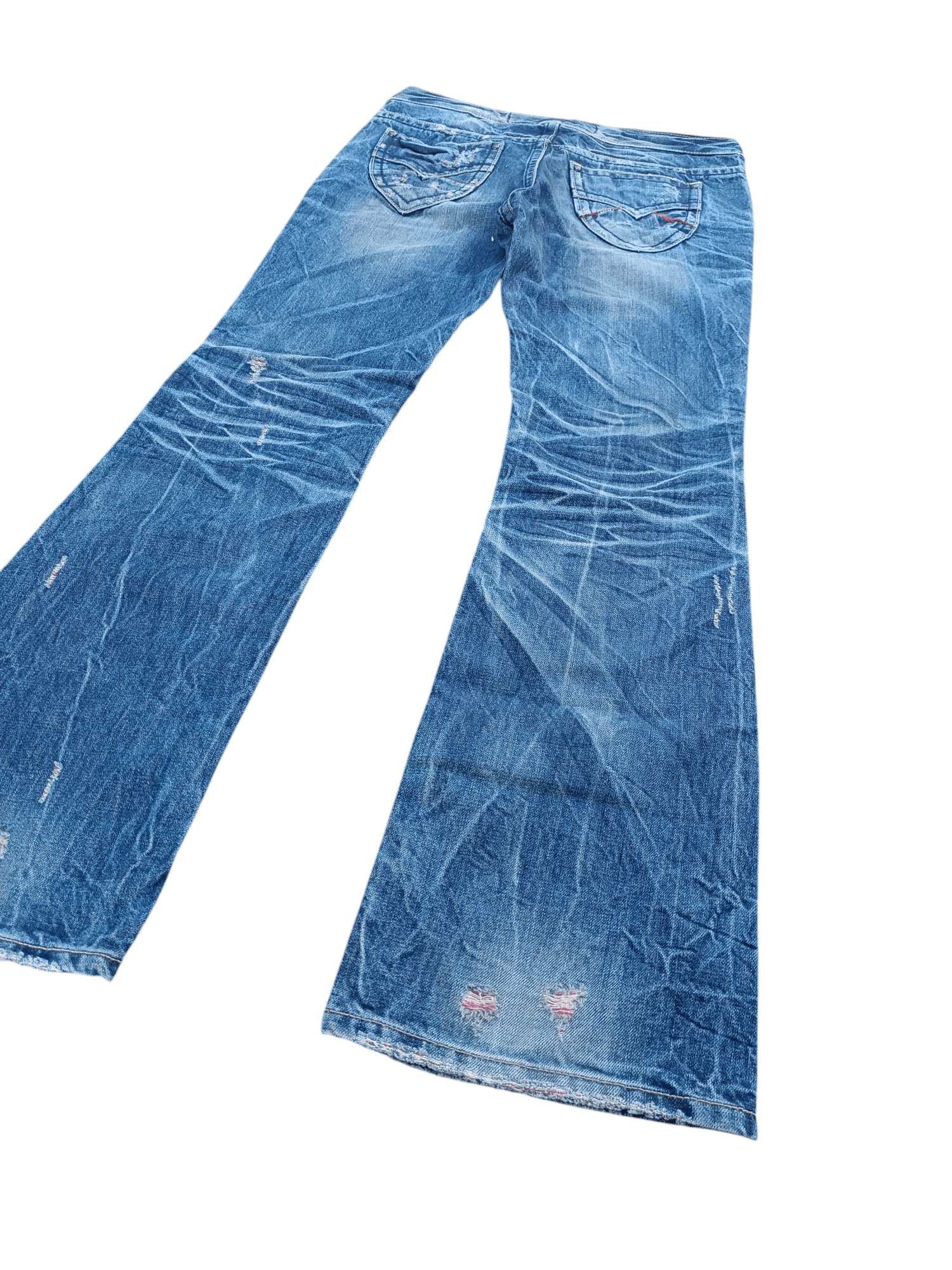 Japanese Brand FLARED Red Pepper Whiskers Low Rise Boot Cut Size US 35 - 23 Thumbnail