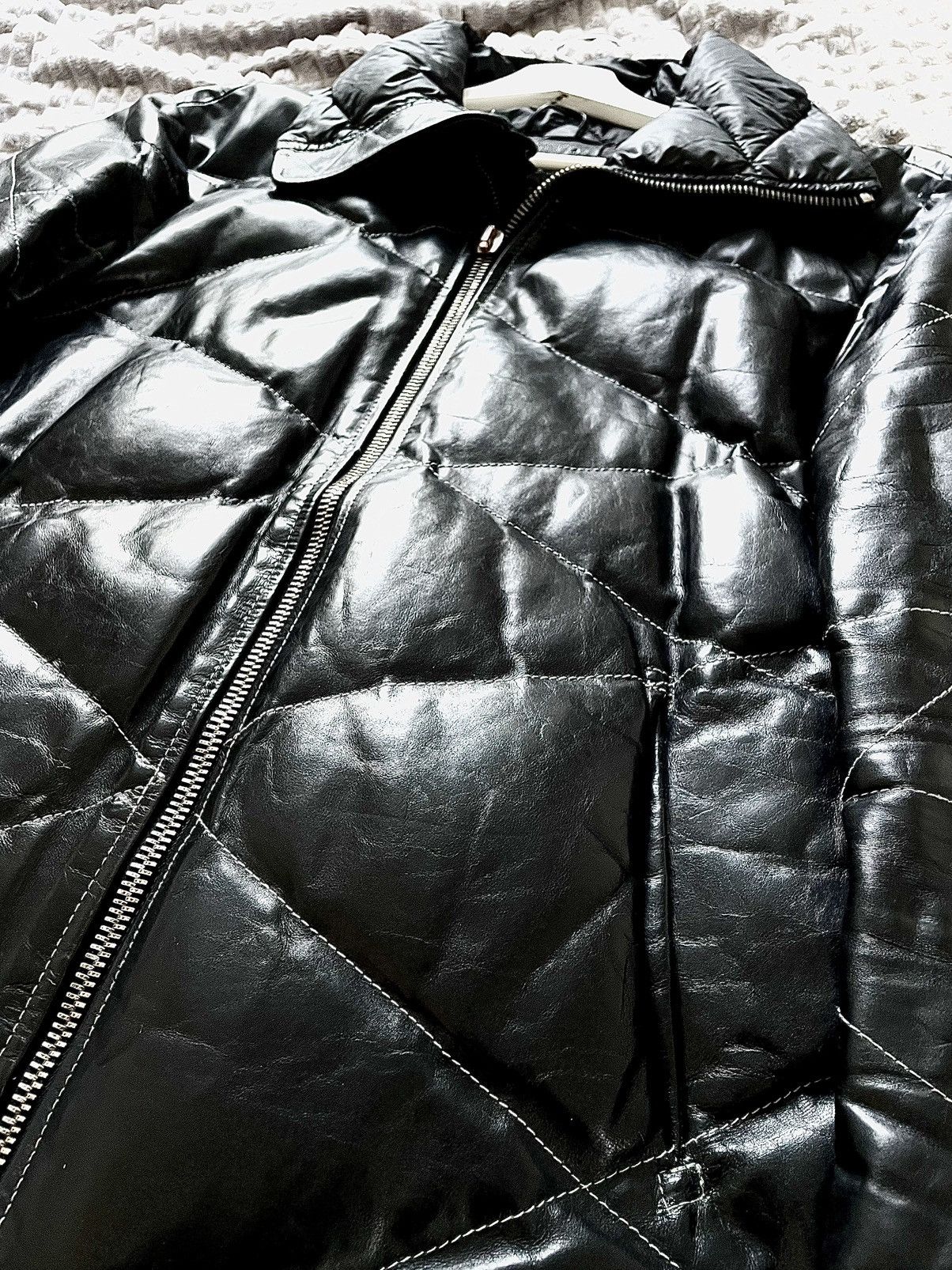 10sei0otto 10Sei0otto Black Guidi Leather Overlock Puffer Down Jacket Size US XL / EU 56 / 4 - 7 Thumbnail