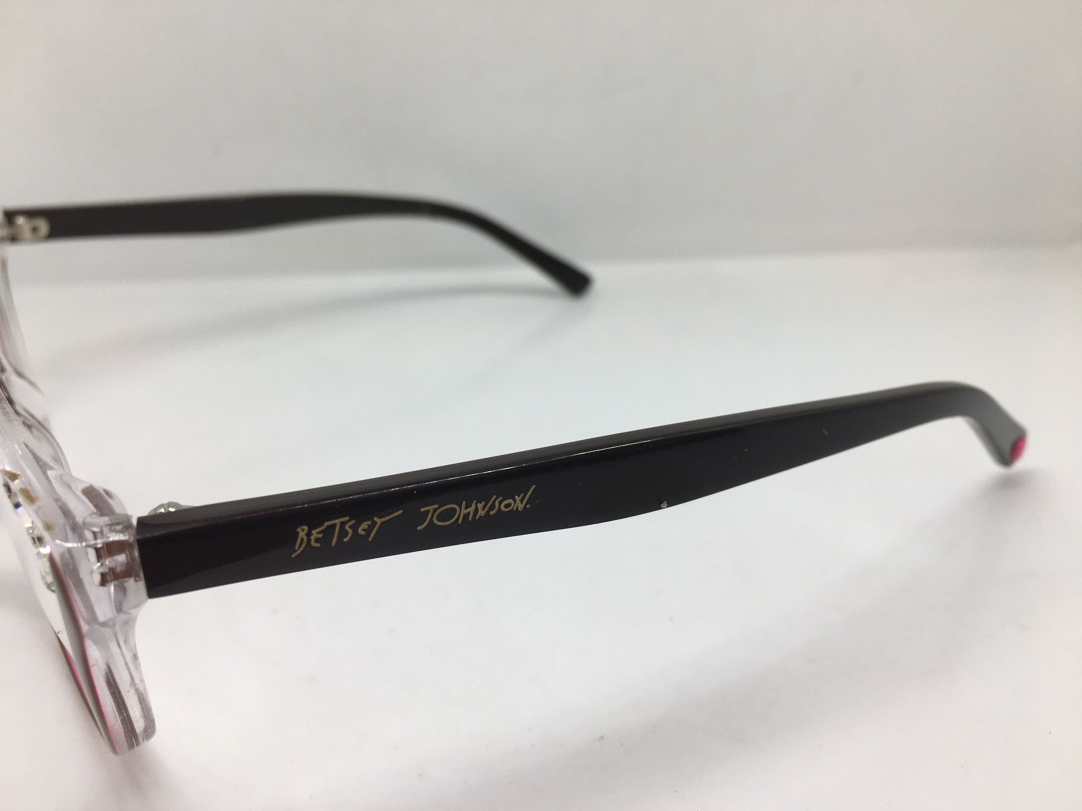 Betsey Johnson Betsey Johnson Clear Dark Red Cat Eye Eyeglasses Size ONE SIZE - 5 Thumbnail