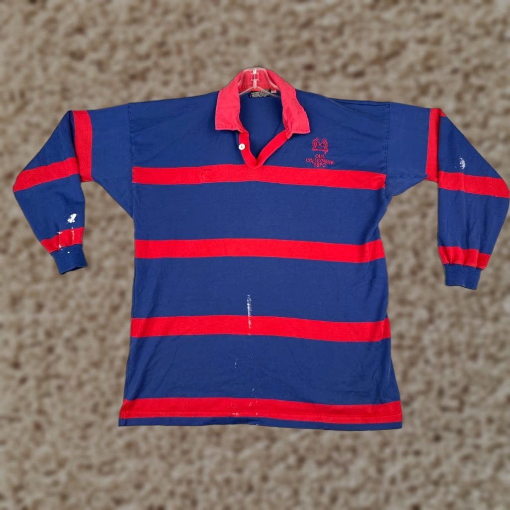 Vintage Canterbury Polo Shirt Men Large Blue Red Cotton Long Sleeve Old Collegians RUFC Size US L / EU 52-54 / 3 - 1 Thumbnail