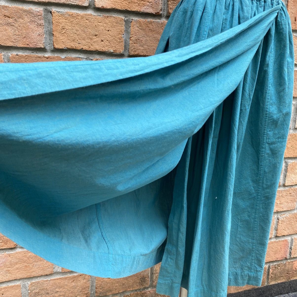 Issey Miyake Plantation Teal Cotton Midi Skirt Size 25" / US 0 / IT 36 - 14 Thumbnail