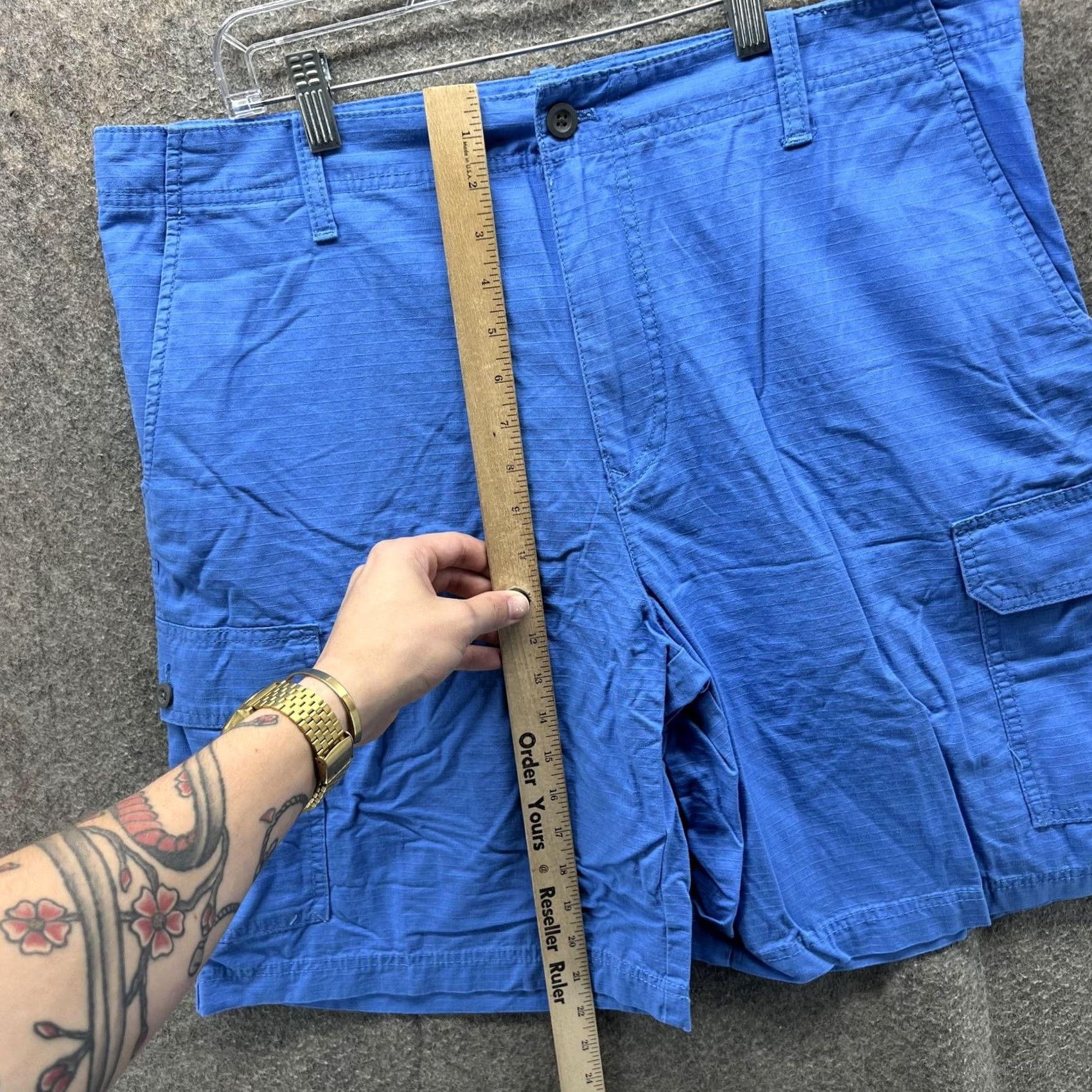 Izod Izod Cargo Shorts Mens 36 Blue 100% Cotton Pockets Casual Outdoor Walking Size US 36 / EU 52 - 5 Thumbnail