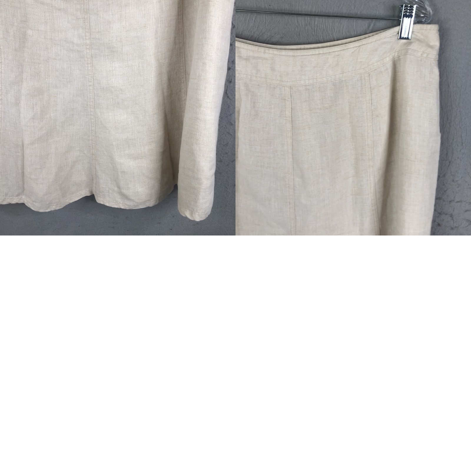 JM Collection M Collection Skirt Womens 14 Linen Beige Knee Length A-Line Pockets Bohemian All Seasons Casual Travel Womens Size 36" / US 14 / IT 50 - 10 Thumbnail