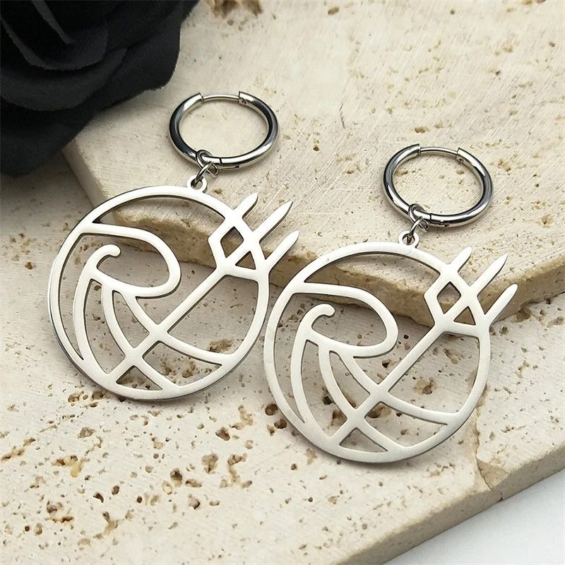 Jewelry Wave Trident R-Shaped Hoop Earrings Jewelry Gift Size ONE SIZE - 3 Thumbnail