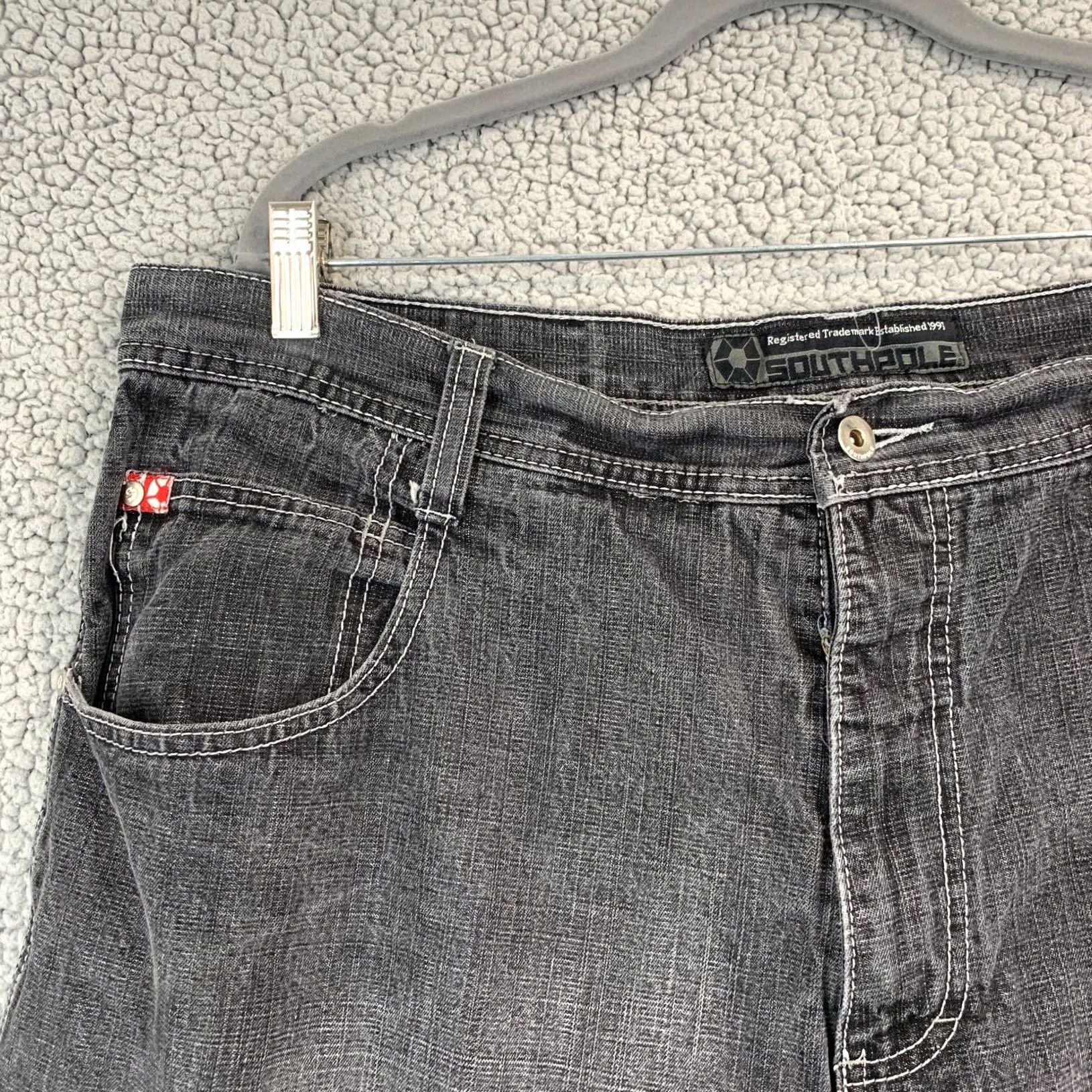 Southpole Southpole Jeans Shorts Men Black Denim Baggy 5-Pocket Waist 37 Inseam 12 Hip Hop Y2K Men’s Distressed? Size US 37 - 2 Thumbnail