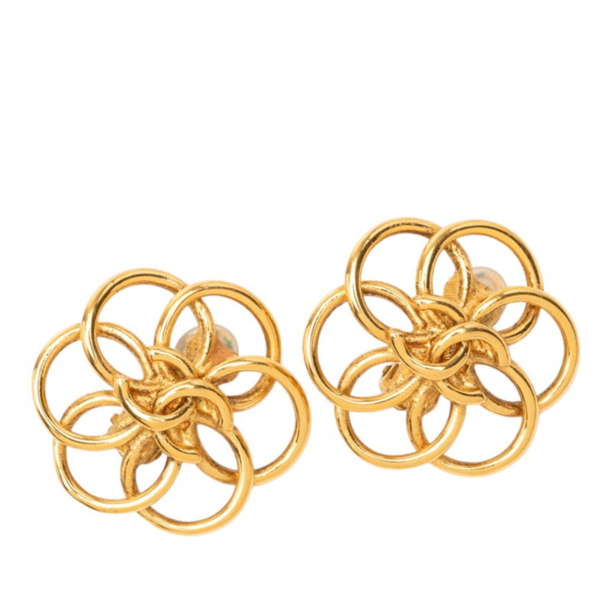Chanel Chanel Flower Motif Earrings, Gold Plated, Women's CHANEL Size ONE SIZE - 1 Thumbnail