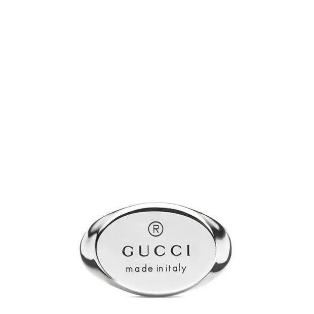 Gucci oc11z0126 Unisex Size: 10 / Trademark Oval Ring In Silver Size ONE SIZE - 1 Thumbnail