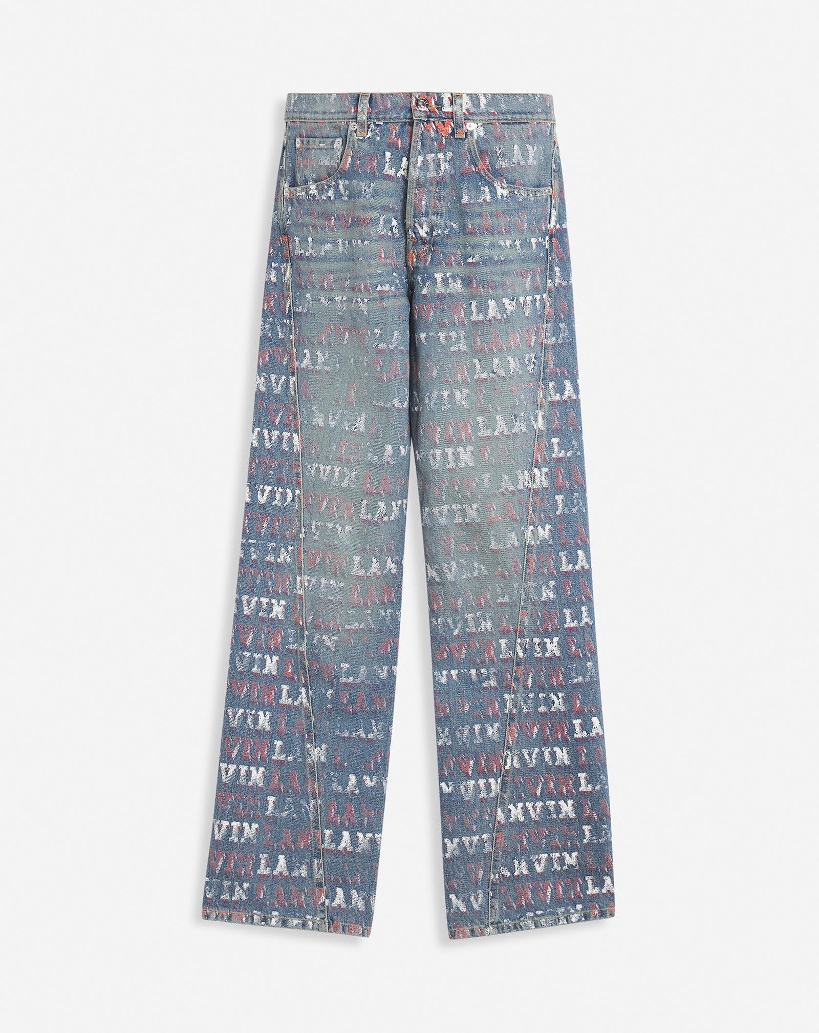 Lanvin o1mle0825 Straight Fit Printed Pants in Blue Size US 34 / EU 50 - 1 Thumbnail