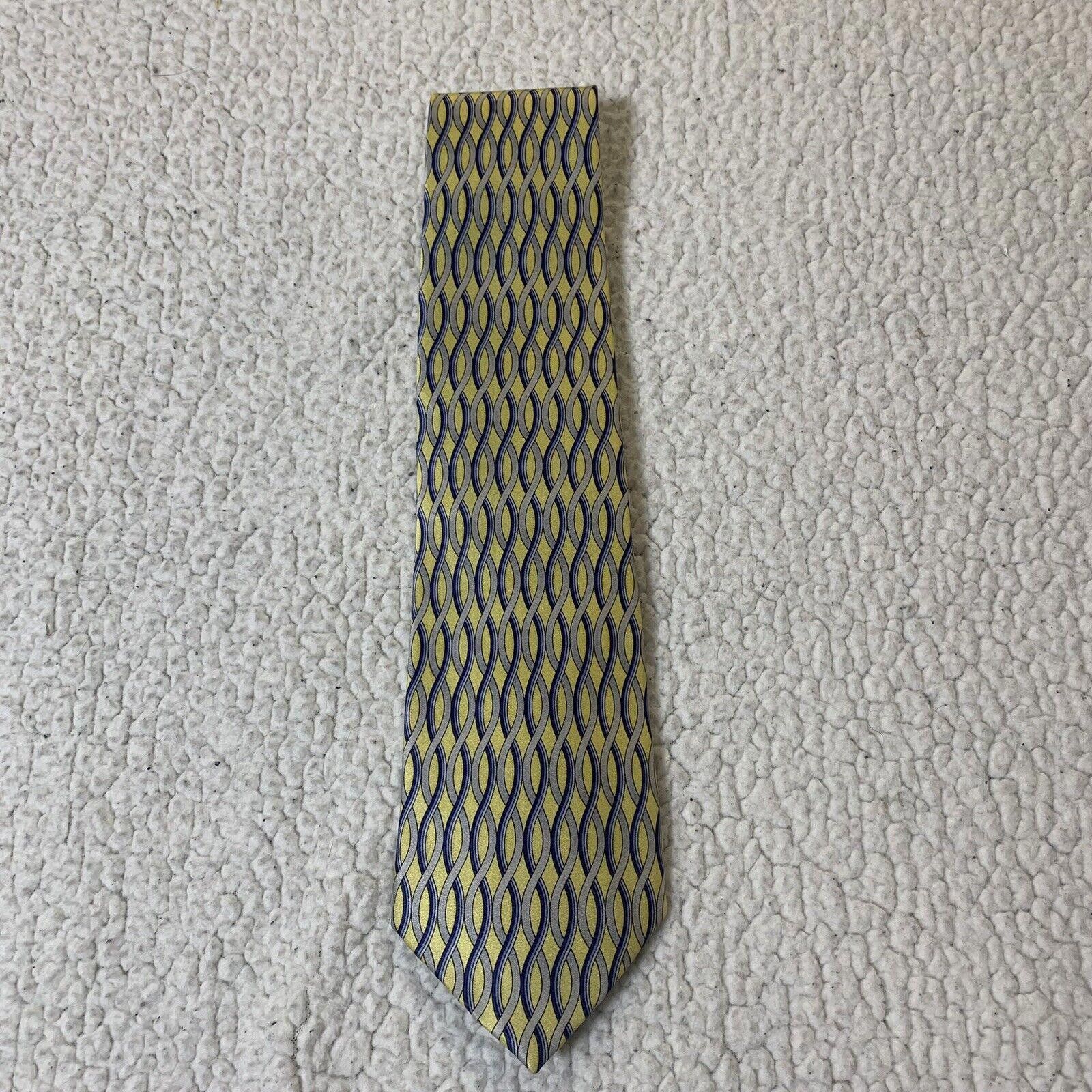 Other Umo Lorenzo Men's Tie Yellow Blue Grey Italian Design Size ONE SIZE - 1 Thumbnail